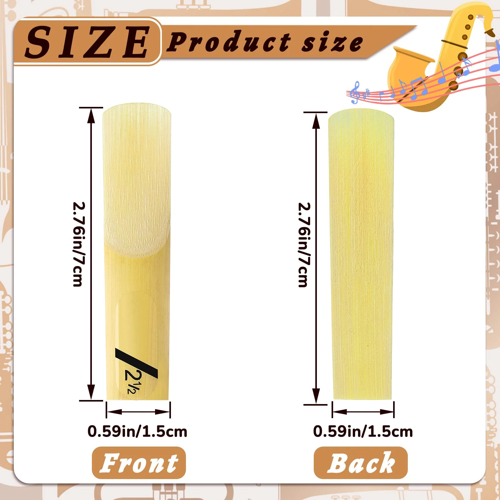 20 Pieces Alto Saxophone Sax Reeds Size 2.5, Strength 2 1/2 Alto Saxophone Reeds Bamboo Saxophone Reeds with Individual Case for Clarinet Soprano or Alto Sax 2.5 in Strength - Image 3