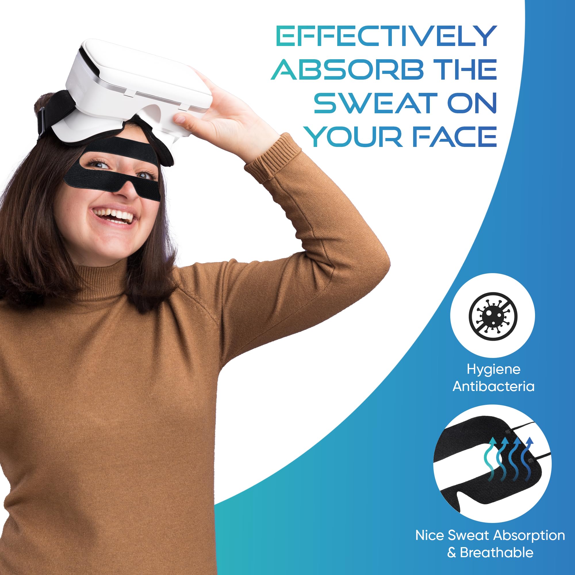 200 Pcs Disposable VR Face Mask Breathable Cover Eye Mask for VR Nonwoven Fabric Sanitary VR Mask, VR Eye Cover Pad - Comfortable, Protective, Sweat-Absorbent Face Covers (Black) - Image 4