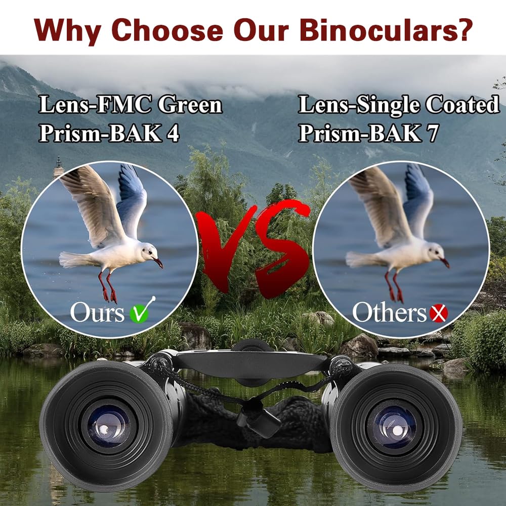 200x25 High Power Compact Binoculars with Clear Low Light Vision, Large Eyepiece Waterproof Binocular for Adults Kids, High Power Easy Focus Binoculars for Bird Watching, Outdoor, Hunting, Travel - Image 4