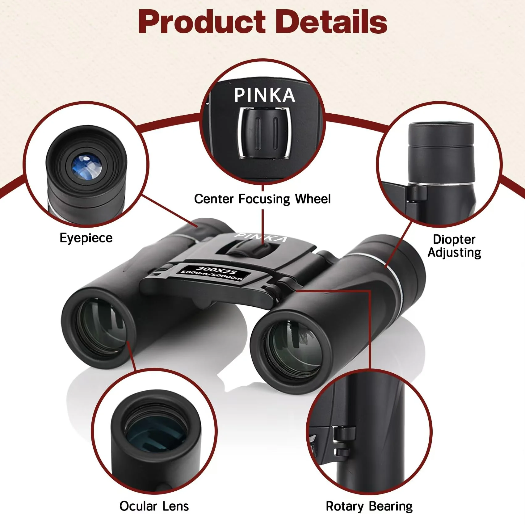 200x25 High Power Compact Binoculars with Clear Low Light Vision, Large Eyepiece Waterproof Binocular for Adults Kids, High Power Easy Focus Binoculars for Bird Watching, Outdoor, Hunting, Travel - Image 6