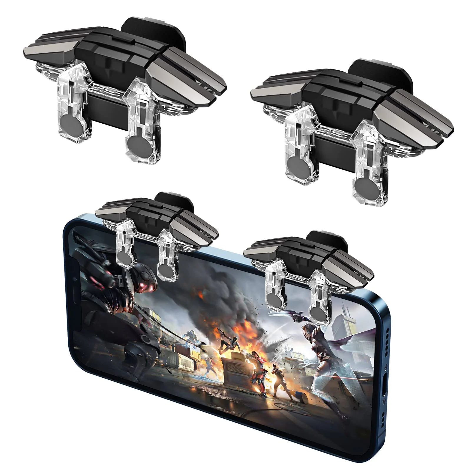 2022 New Model Mobile Game Controller Trigger, Mobile Game Accessories 6 Finger Trigger Sensitive Shoot and Target Buttons Smartphone Game Controller Gamepad for PUBG/Survival Rules/Knives Out