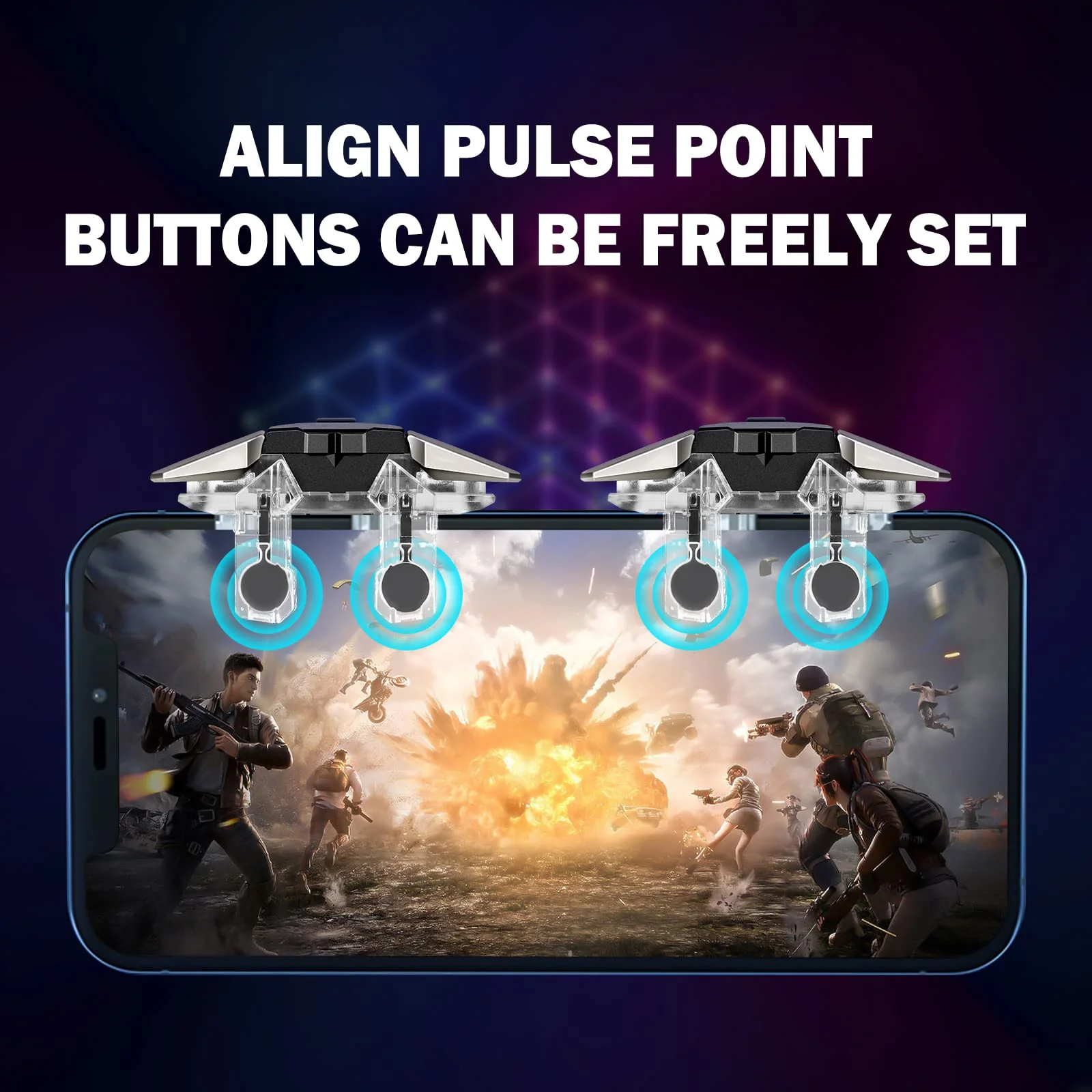 2022 New Model Mobile Game Controller Trigger, Mobile Game Accessories 6 Finger Trigger Sensitive Shoot and Target Buttons Smartphone Game Controller Gamepad for PUBG/Survival Rules/Knives Out - Image 3