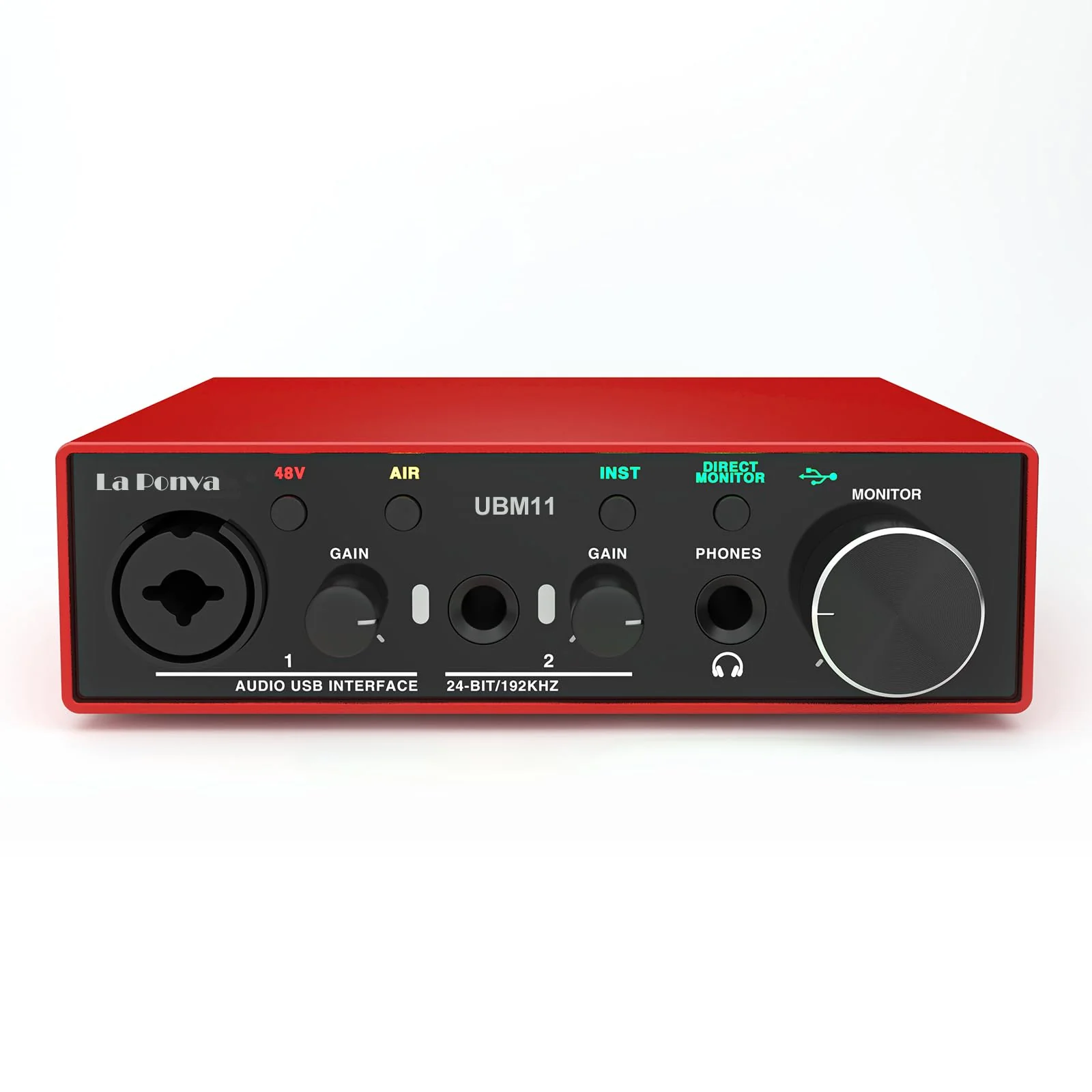2023 La Ponva USB Audio Interface for Pc and Mac, 24Bit/192kHz High-Fidelity for Professional Recording, Podcasting, Streaming, with XLR/48V Phantom Power for MIC, Ultra-low Latency for Studio