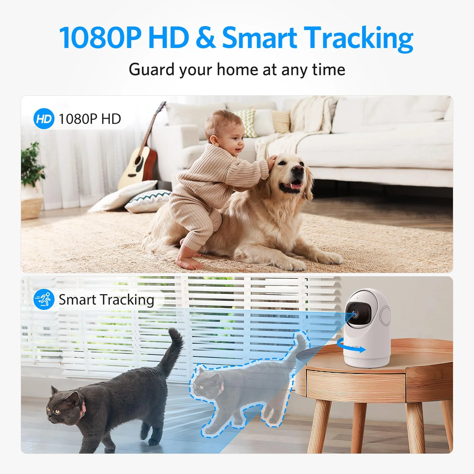 2024 Upgraded 2K Indoor Camera, 360° Cameras for Home Security with Clear IR Night Vision/Motion Detection/2-Way Talk, Pet Camera with Phone App, 1 Pack - Image 3