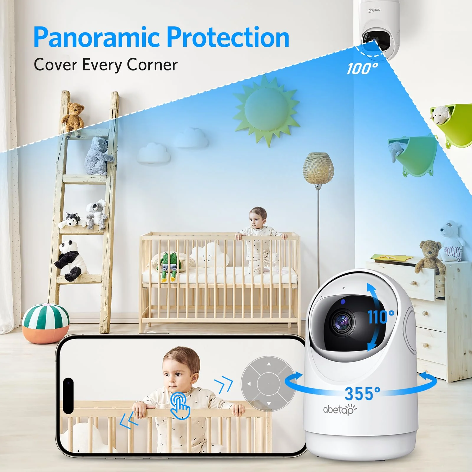 2024 Upgraded 2K Indoor Camera, 360° Cameras for Home Security with Clear IR Night Vision/Motion Detection/2-Way Talk, Pet Camera with Phone App, 1 Pack - Image 4