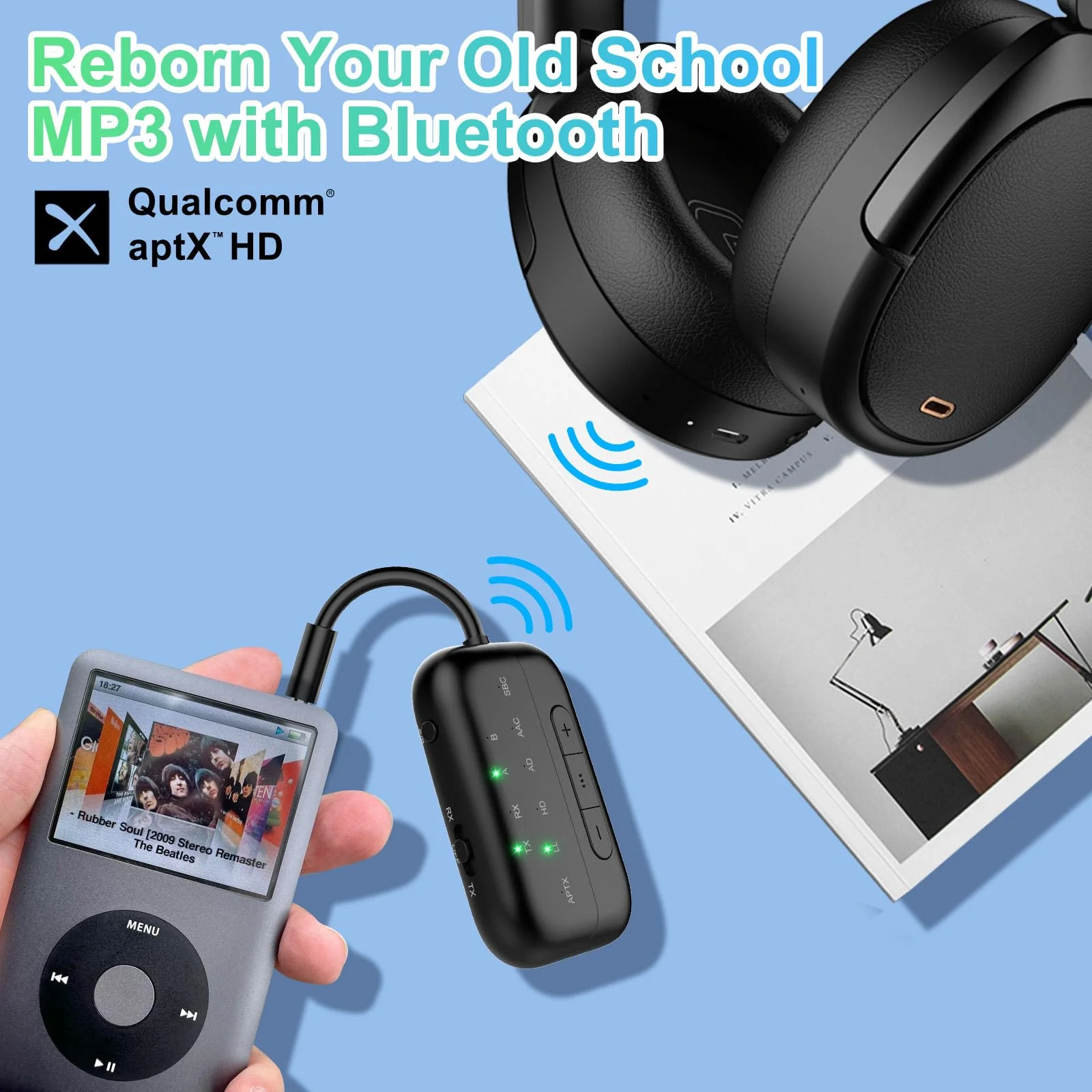 2024 Upgraded Pro Bluetooth Transmitter Receiver,2-in-1 Airplane Bluetooth 5.4 Adapter for Flight,TV,PC,Gym,Switch,Supports to 2 AirPods/Headphones;Bluetooth Receiver for Car/Home Stereo Black - Image 5