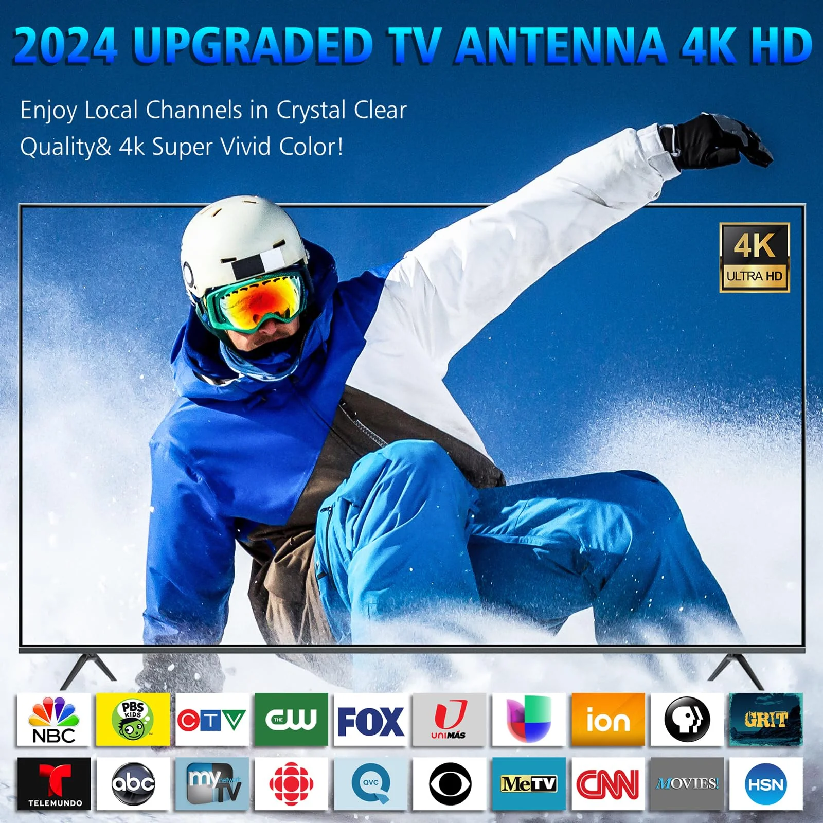 2025 TV Antenna for Smart TV,TV Antenna Support 4K 1080p TVs-TV Antenna for Local Channels with Amplifier and 360° Signal Booster,TV Antenna Indoor 1500 Miles-Smart HD TV Antennas with 25ft Coax Cable Black - Image 2