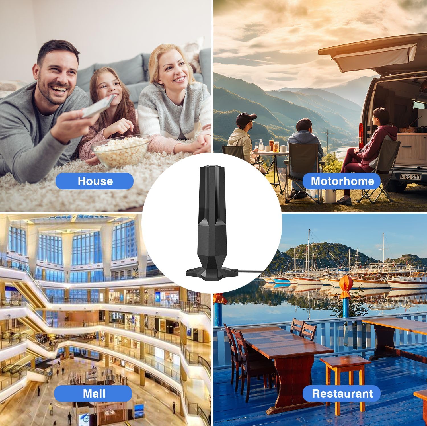 2025 TV Antenna for Smart TV,TV Antenna Support 4K 1080p TVs-TV Antenna for Local Channels with Amplifier and 360° Signal Booster,TV Antenna Indoor 1500 Miles-Smart HD TV Antennas with 25ft Coax Cable Black - Image 3