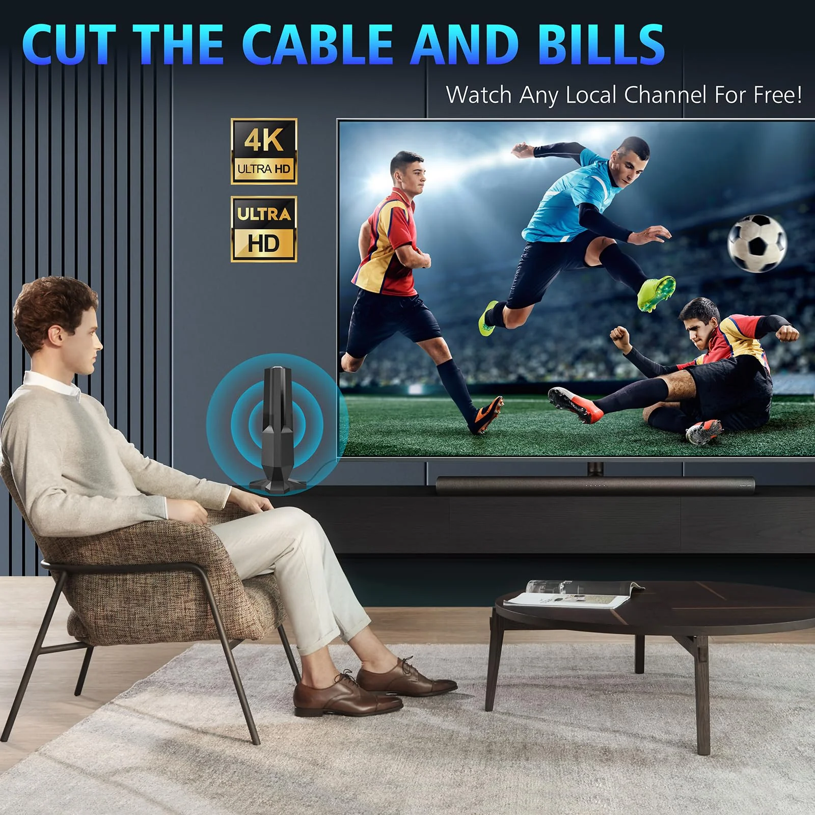 2025 TV Antenna for Smart TV,TV Antenna Support 4K 1080p TVs-TV Antenna for Local Channels with Amplifier and 360° Signal Booster,TV Antenna Indoor 1500 Miles-Smart HD TV Antennas with 25ft Coax Cable Black - Image 5
