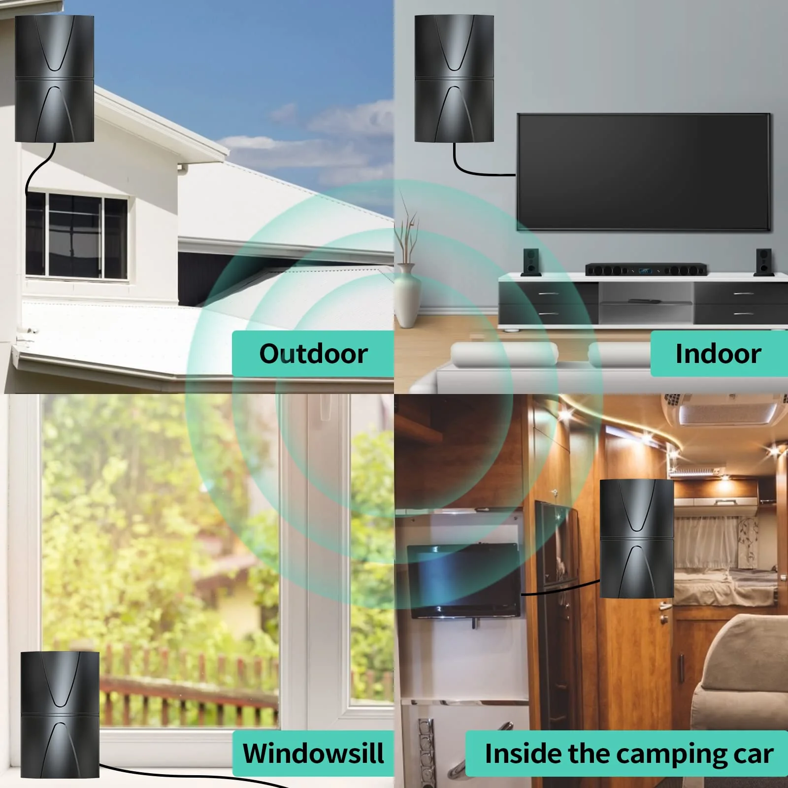 2025 Updated Strongest TV Antenna,1600 Miles Range Indoor/Outdoor Antenna for Smart TV and All Old TV's,360° Reception Digital TV Antenna for Local Channels-Thick Coax Cable and Amplifier HD012 - Image 6