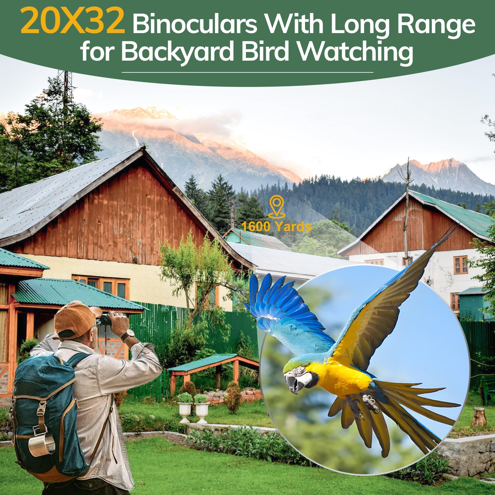20x32 Compact Binoculars for Bird Watching - OPAITA High Powered Small Binoculars for Adults Kids with Low Light Vision for Hunting Cruise Trip Travel Concert Hiking A.20x32-Black - Image 6