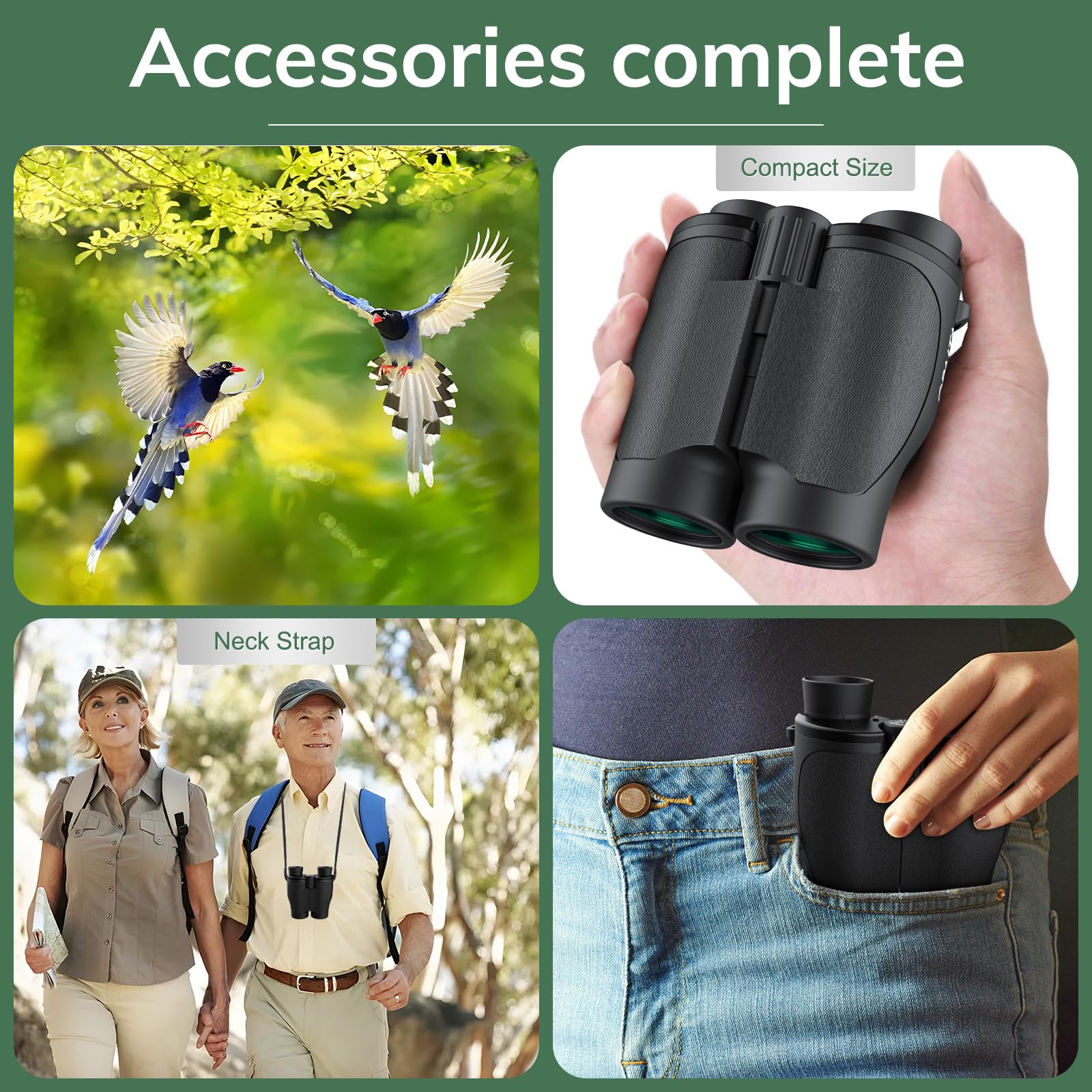20x32 Compact Binoculars for Bird Watching - OPAITA High Powered Small Binoculars for Adults Kids with Low Light Vision for Hunting Cruise Trip Travel Concert Hiking A.20x32-Black - Image 7