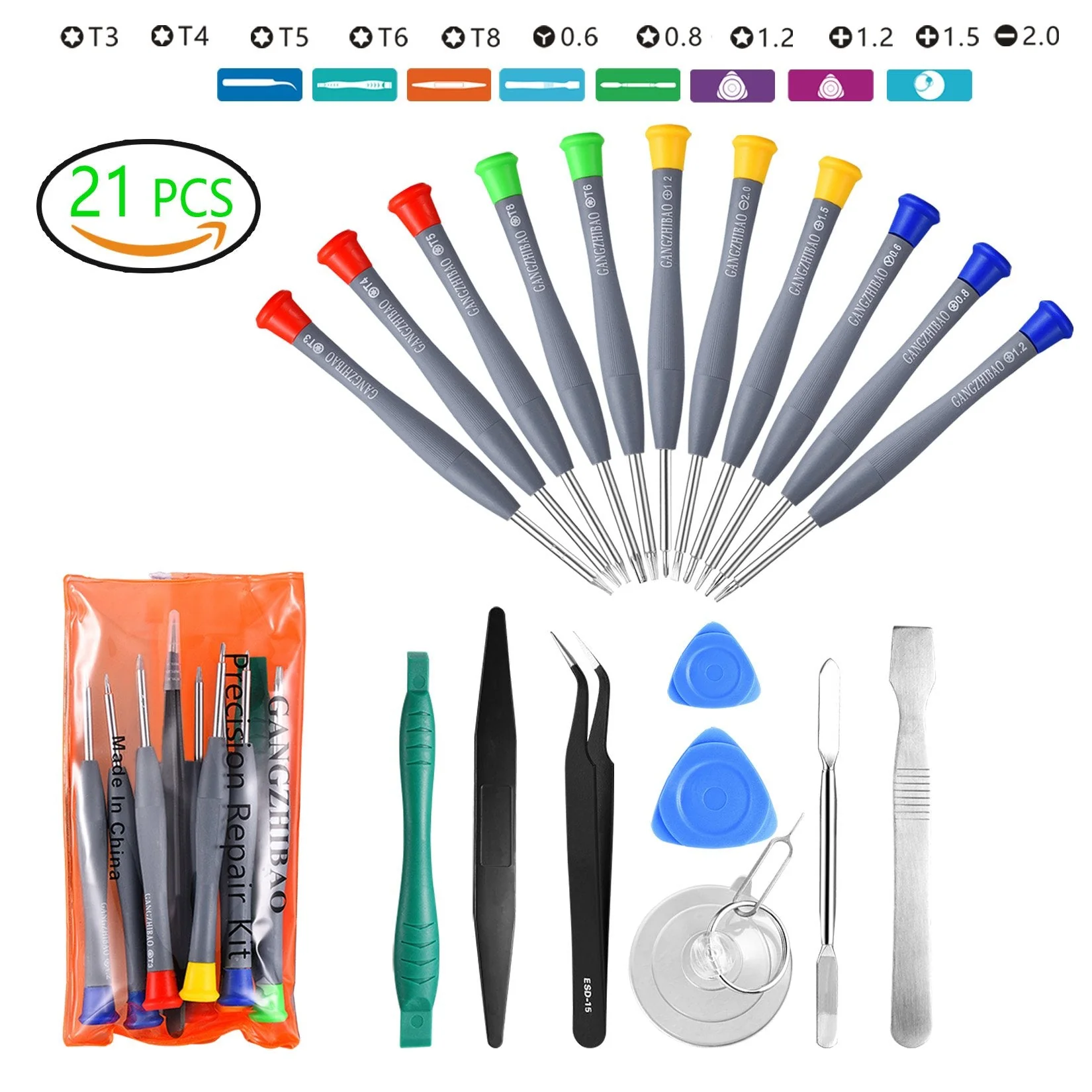 21pcs Precision Screwdriver Set Magnetic,GangZhiBao Repair Tools Kit for Fix Phone/iphone,Computer/PC,Tablet/Pad,Watch,PS4 - Replace Screen Battery Camera Small Electronics Open Pry Tool Kits Sets DIY - Image 5