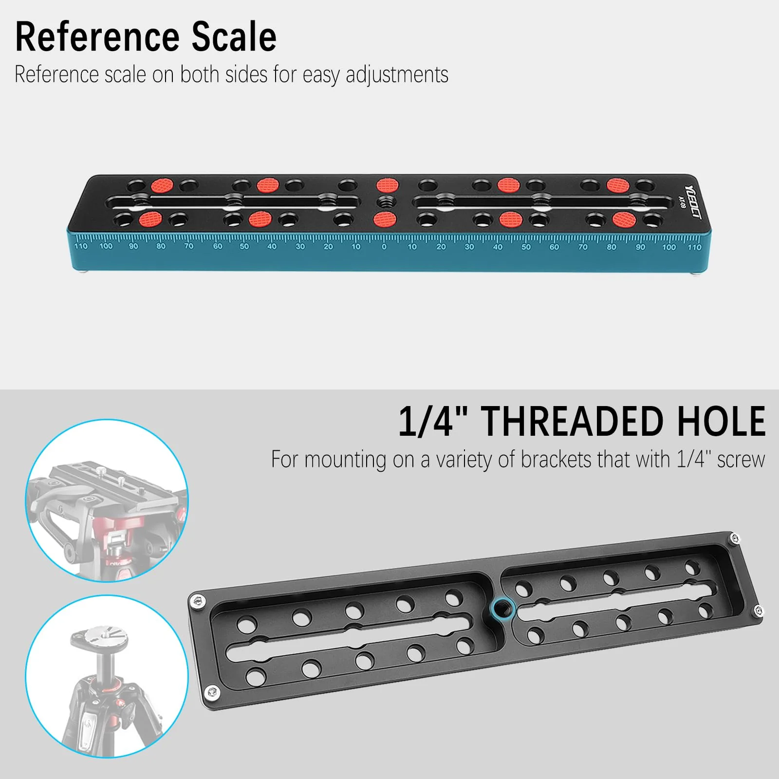 230mm/9.05" Telescope Rail Bar Vixen Style Dovetail Mounting Plate, with M6 1/4" 3/8" Camera Screw for Telescope Saddle Mount Base OTA Equatorial Head Tripod Adapter Sky Astrophotography - Image 6