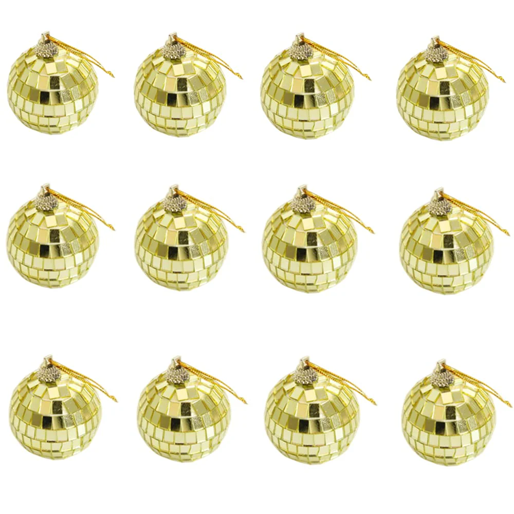 24Pcs 1-1/8Inch Mirror Balls - Disco Ball Decoration - Christmas Tree Wedding Birthday Party Accessories Disco Decorative Mirror Ball (Gold)