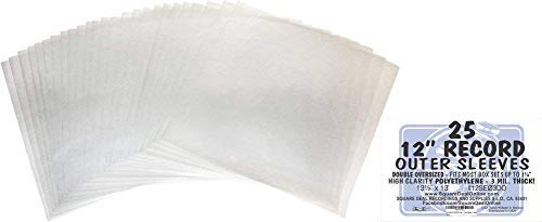 (25) 12" Double Oversize Record Outer Sleeves - Fits Most Box Sets up to 1.25" - Archival Quality Virgin Heavy Duty 3mil Thick Polyethylene #12SE03DO 25
