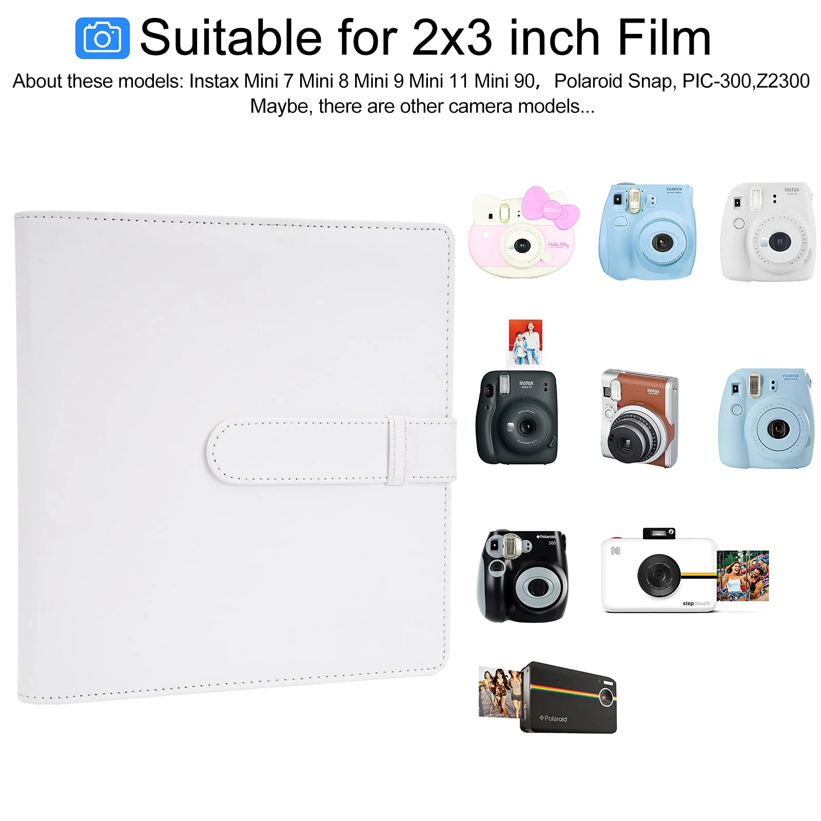 256 Pockets Mini Photo Album for Fujifilm Instax Mini 12/Mini 11/Mini 9 /Mini 40/Mini 99 Instant Camera, For Polaroid Snap/PIC-300/Z2300/ SocialMatic Instant Cameras & Zip Instant Printer (Ice White) - Image 5