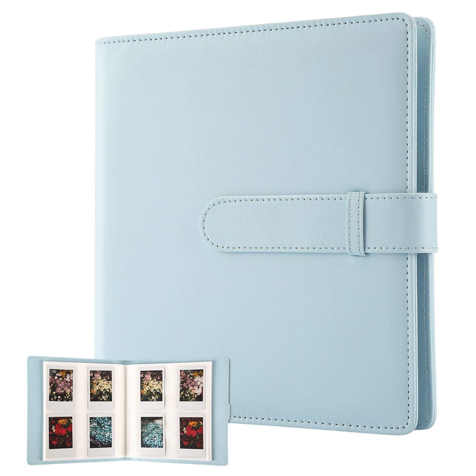 256 Pockets Photo Album for Fujifilm Instax Mini Camera, Photo Album for Polaroid, Leather Cover, Photo Album for Instax Mini 12 11 9 40 90 8 7 Evo LiPlay Instant Camera, 2x3 Photo Album (Blue) Blue