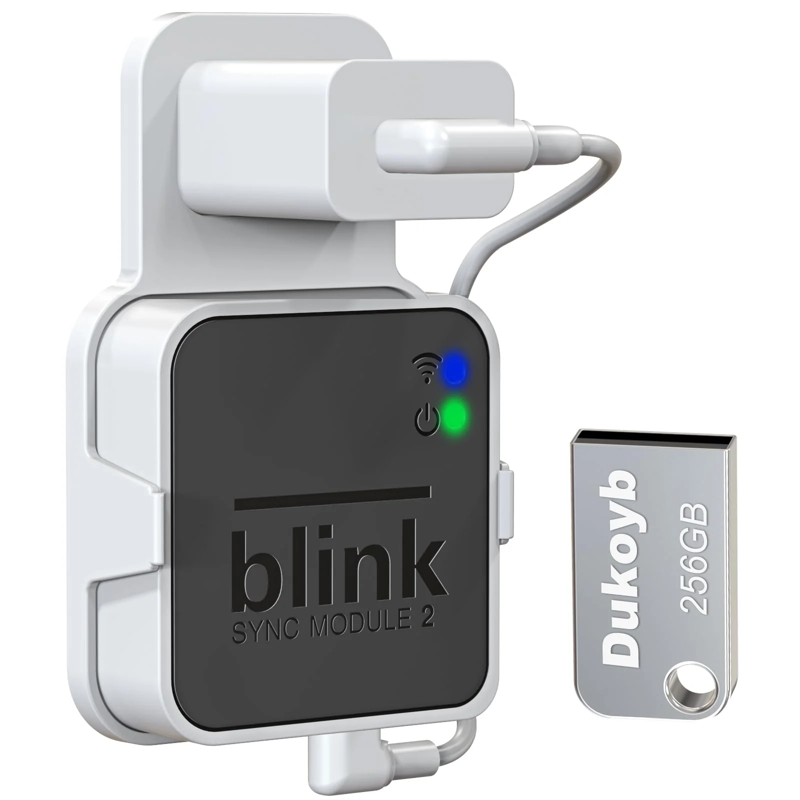 256GB Blink USB Flash Drive and Outlet Wall Mount for Blink Sync Module, with Short Cable Easy to Move Space Saving, USB Flash Drive for Blink Local Video Storage (Blink Sync Module 2 Not Included)
