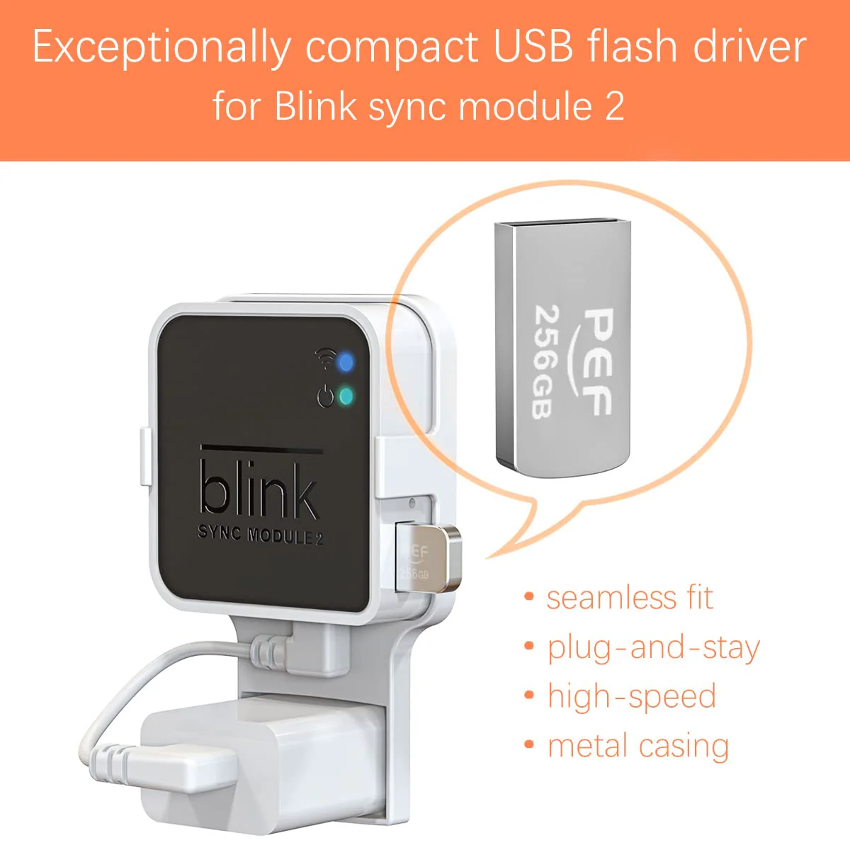 256GB Blink USB Flash Drive for Local Video Storage and The Outlet Mount for Blink Sync Module 2(Blink Add-On Sync Module 2 Itself is NOT Included) 256G Flash Drive + Module Mount - Image 2