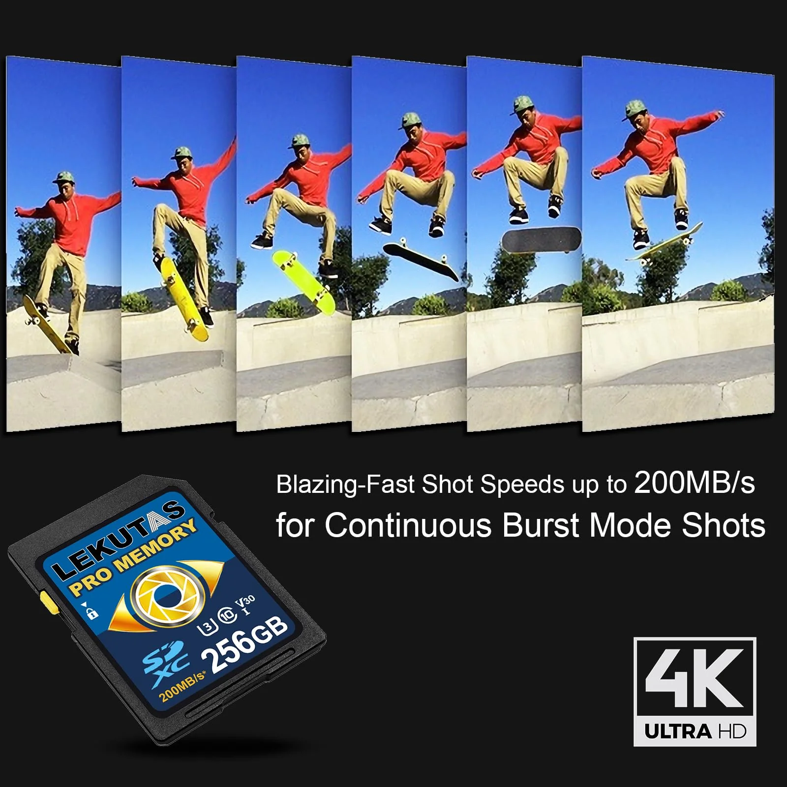 256GB SDXC UHS-I Memory Card - Up to 200MB/s, C10, U3, V30, 4K UHD, Full-HD & 4K Video SD Card for Canon Nikon Sony Pentax Kodak Olympus Panasonic DSLR, Mirrorless Cameras SDXC 256GB - Image 4