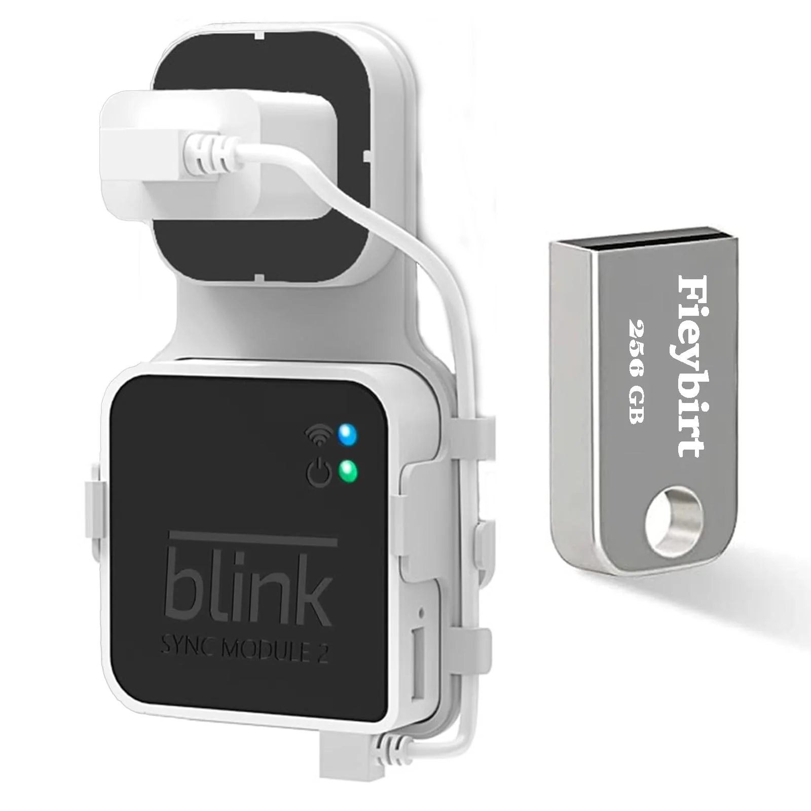 256GB USB Flash Drive & Outlet Mount for Blink Sync Module 2, Space Saving and Easy Move Mount Bracket Holder for Blink Outdoor Indoor Security System (Blink Sync Module 2 is NOT Included)