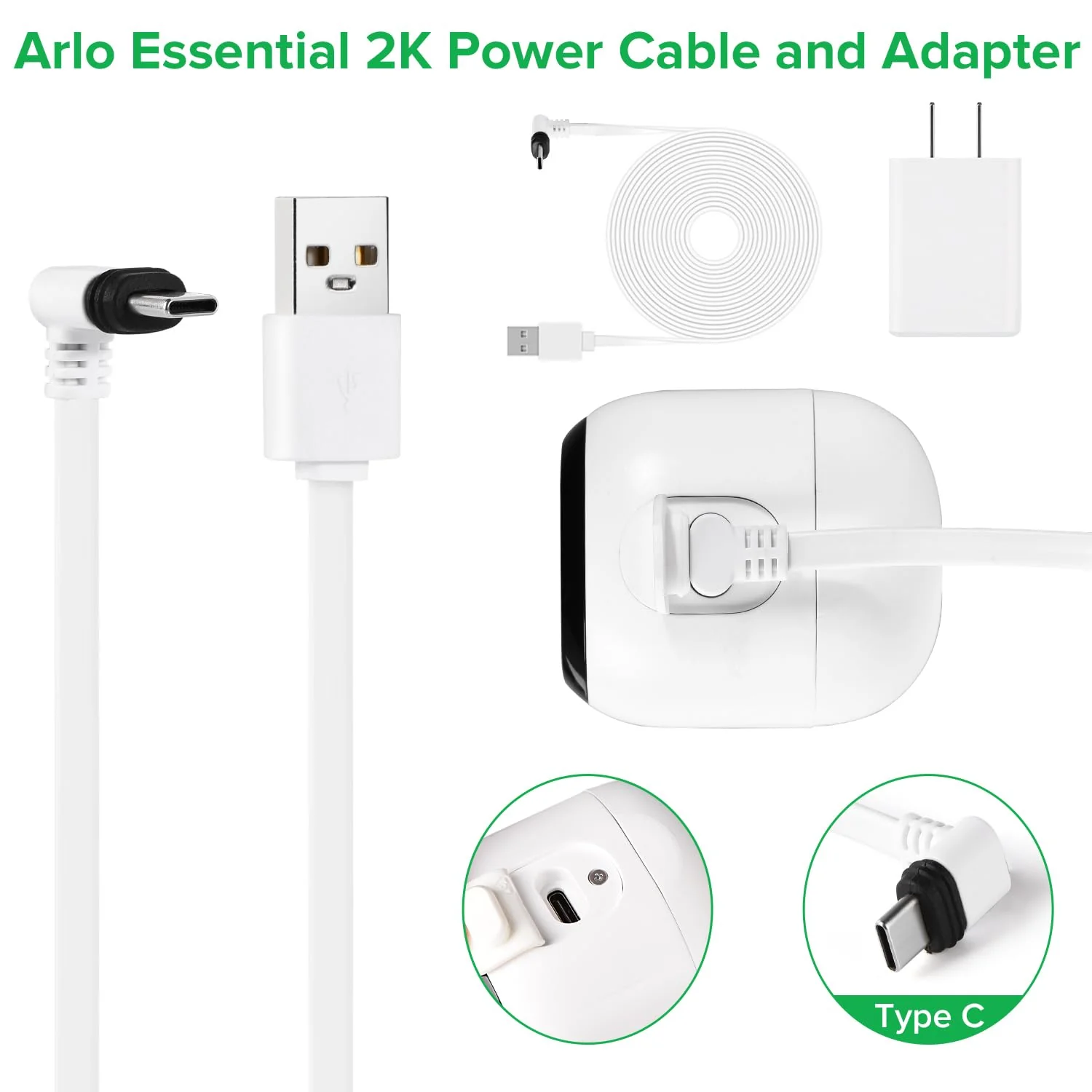 25FT Power Cable Compatible with Arlo Essential 2K Outdoor Security Camera (2nd Generation), Flat Charging Cable, Weatherproof Outdoor Power Cord Charging Your Camera Continuously 1 - Image 4
