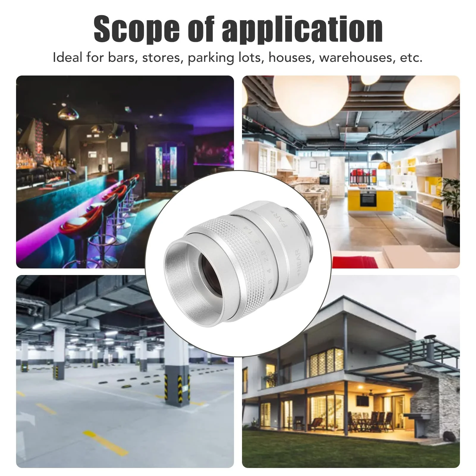 25mm F1.4 CCTV Lens, C Mount Camera Lens with 19.6 Wide Viewing Angle, CCTV Video Vari Zoom Lens for Shop Parking House Warehouse (Silver) silver - Image 6