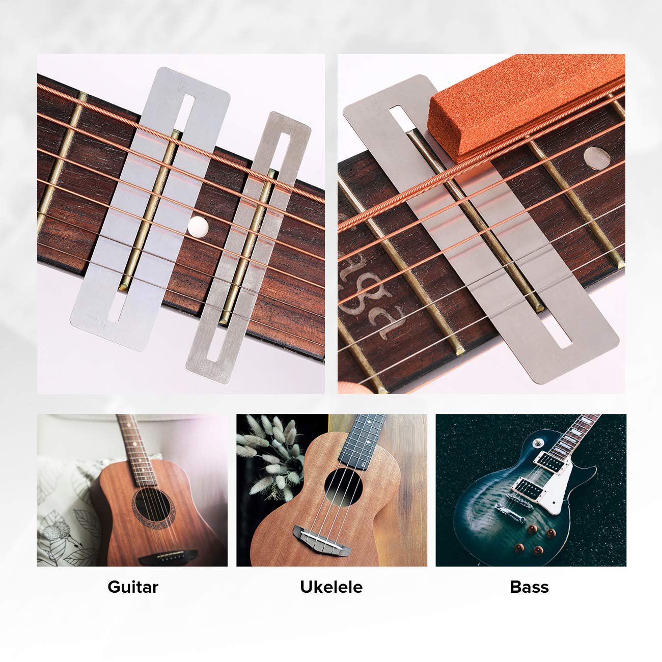 25Pcs Guitar Repairing Tools Kit Setup Kit with Carry Bag for Acoustic Electric guitar Ukulele Bass Banjo Maintenance Tool with Ruler Gauge Measuring Tool Hex Wrench Files Fingerboard Guard - Image 7