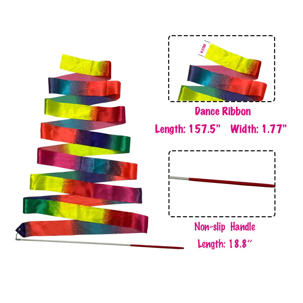 26-inch Twirling Baton Spinning Dance Baton Metal Rhythmic Gymnastics Conducting Batons for Child in Majorette-Complete with 1 Dance Ribbon Rainbow Streamer Purple,1 Pack - Image 3