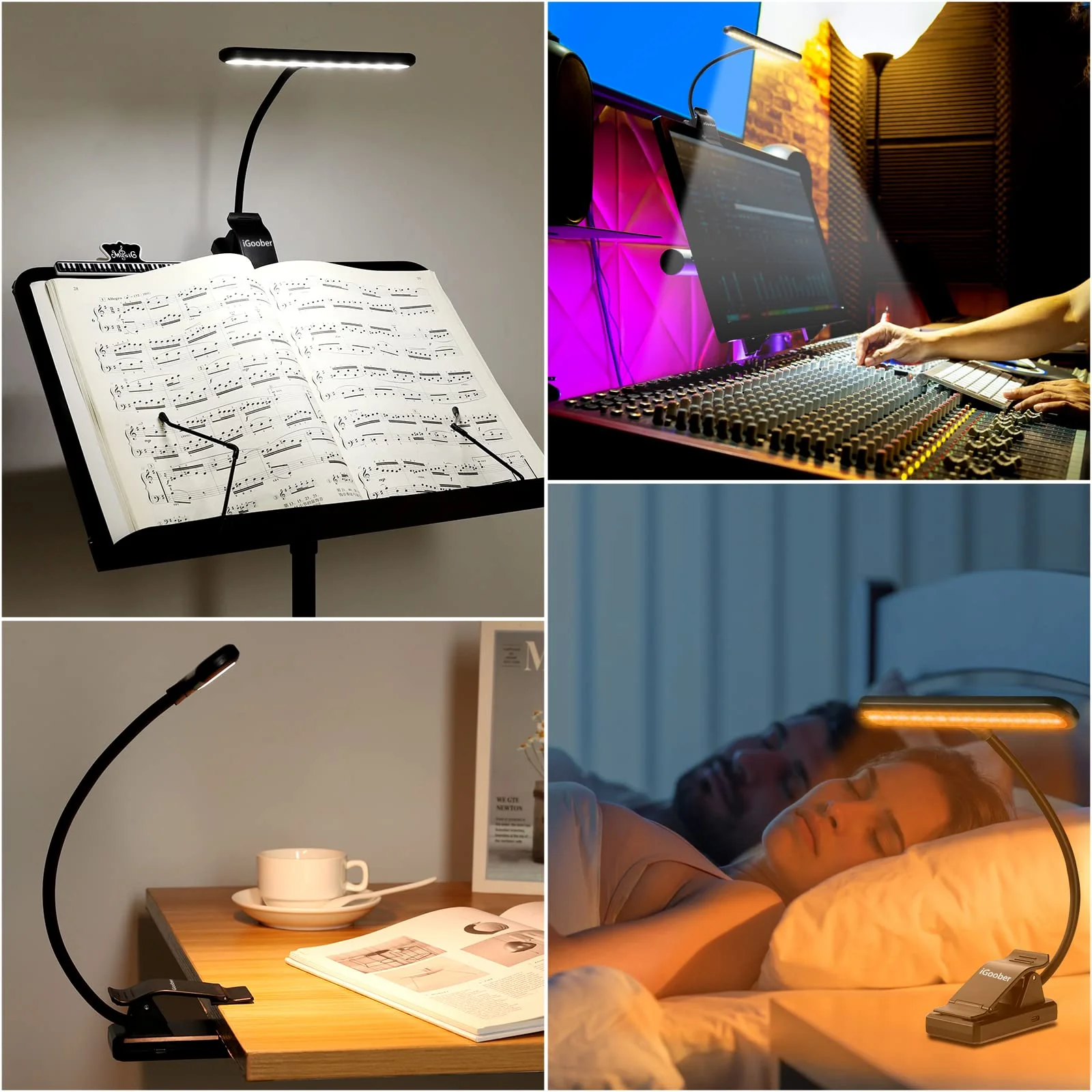 28 LED Music Stand Light, Clip on Piano Lights, Eye Caring & Blue Light Blocking, USB-C Rechargeable, 4 Color x 3 Brightness, Perfect for Musician, Piano, Keyboard, Orchestra 1 Pack - Image 6