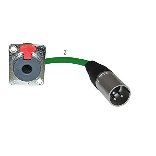 2ft Pigtail: 1/4 TRS Panel Mount to XLR Male Plug (Green) Green