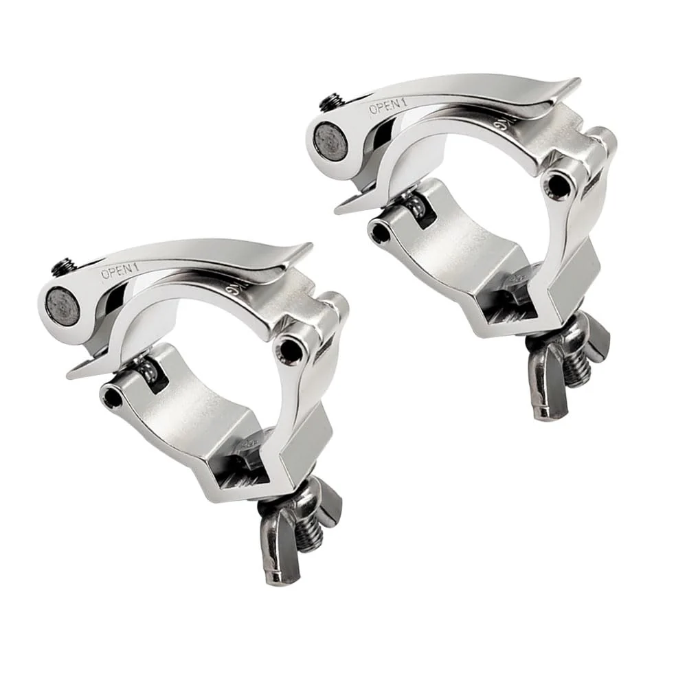 2inch Quick Release Stage Light Clamp Aluminum Alloy 220lbs For Pipe OD 1.89-2inch / 48-51mm Truss Pipe Clamp 2Pack Silver