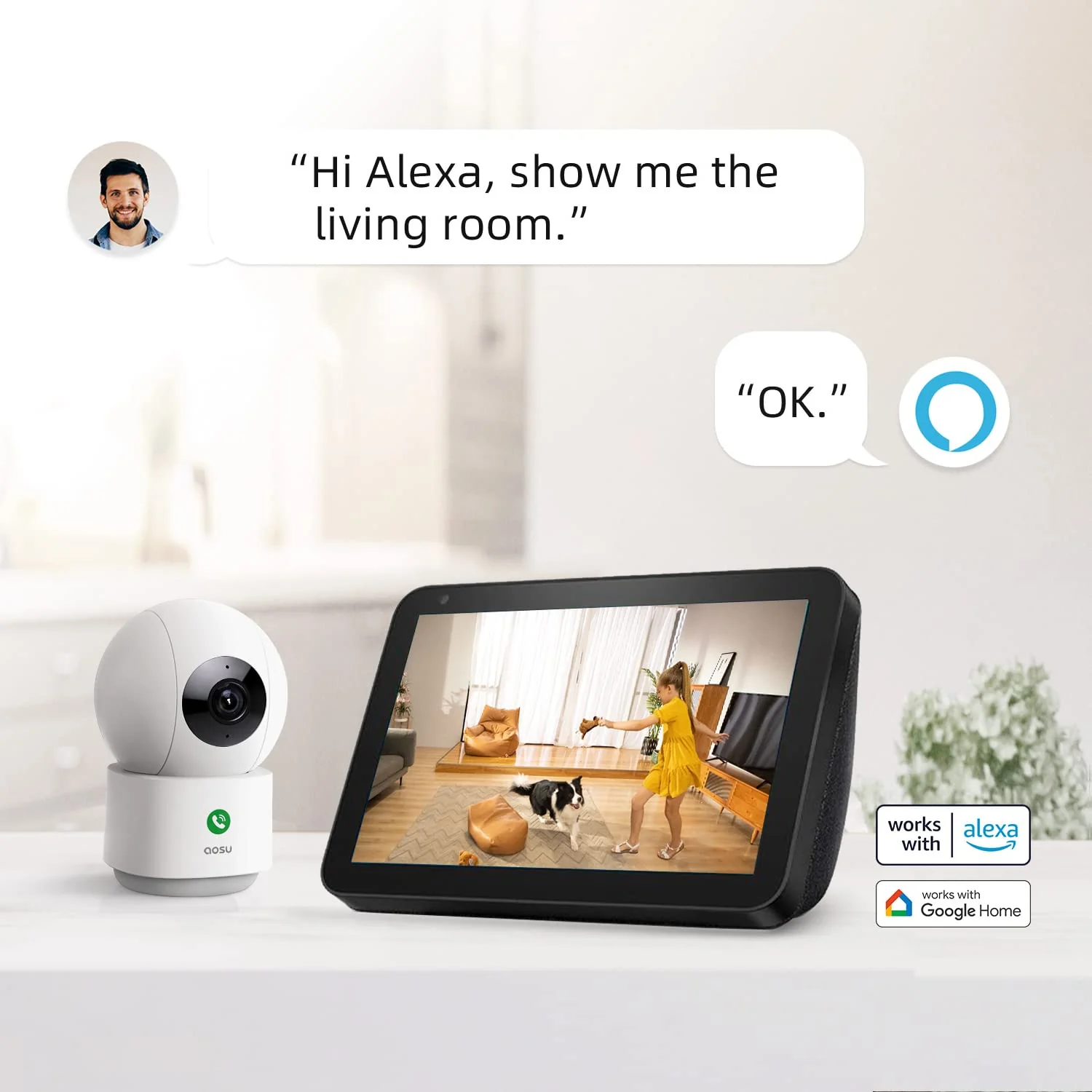 2K Security Camera Indoor, Baby Monitor Pet Camera 360-Degree for Home Security,Camera with 5/2.4 GHz Wi-Fi Router, One-Touch Call, Smart Motion Tracking, IR Night Vision, Compatible with Alexa 3MP-1Pack - Image 6