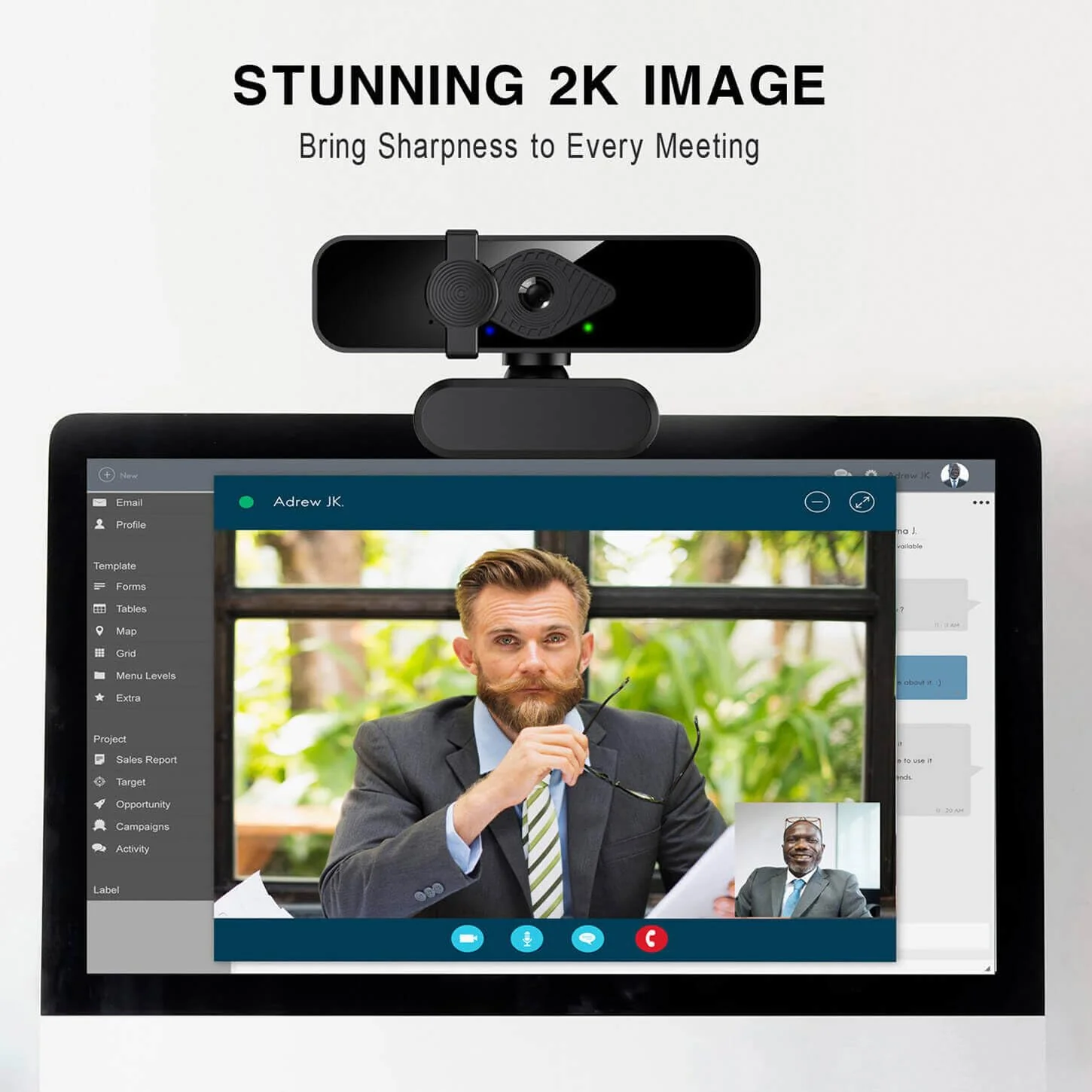 2K Ultra HD Webcam, Computer Camera, USB Webcam for PC Monitor Laptop Desktop - External Web Camera with Microphone, USB C adapter, Privacy Cover for Video Conferencing, Streaming & Online Learning 2K Webcam + USB C Adapter - Image 2
