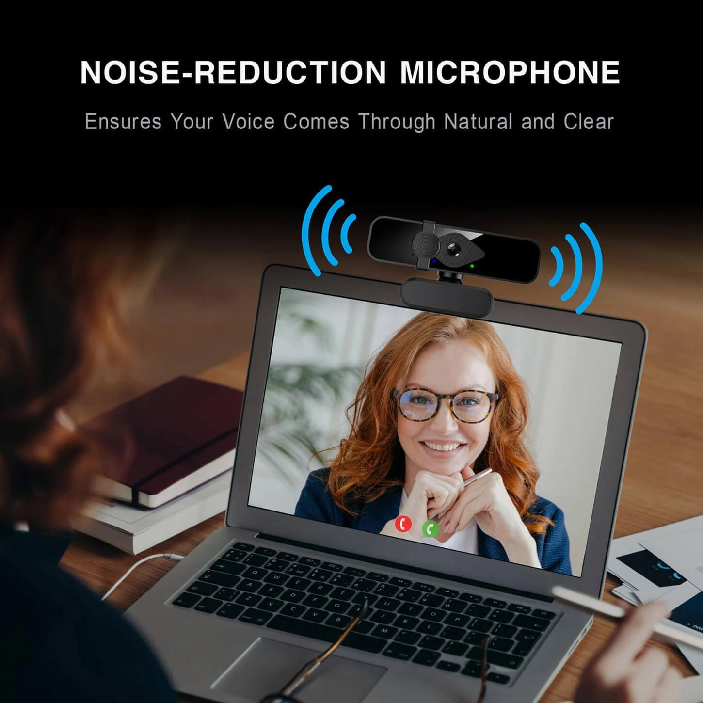 2K Ultra HD Webcam, Computer Camera, USB Webcam for PC Monitor Laptop Desktop - External Web Camera with Microphone, USB C adapter, Privacy Cover for Video Conferencing, Streaming & Online Learning 2K Webcam + USB C Adapter - Image 3