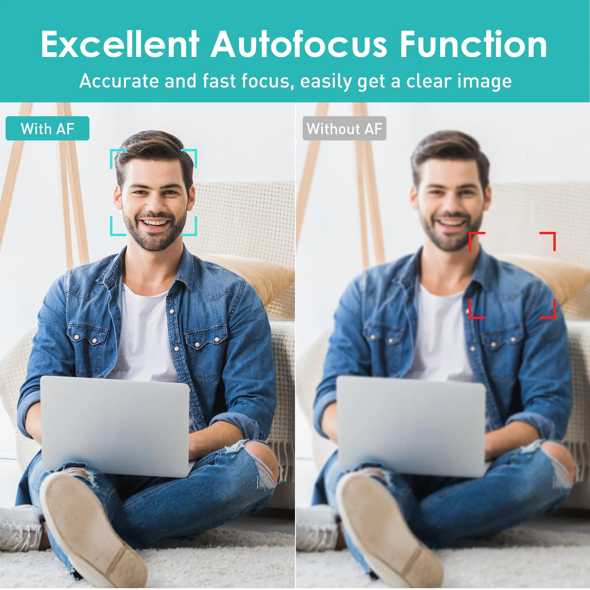 2K Webcam, SAYLAS FHD Streaming Camera with 2K/30fps, 1080P/60fps, Autofocus, Dual Noise-Cancelling Microphones, Privacy Cover and Tripod, for Computer/Zoom/Skype/Teams/Laptop/MacBook/Windows - Image 3