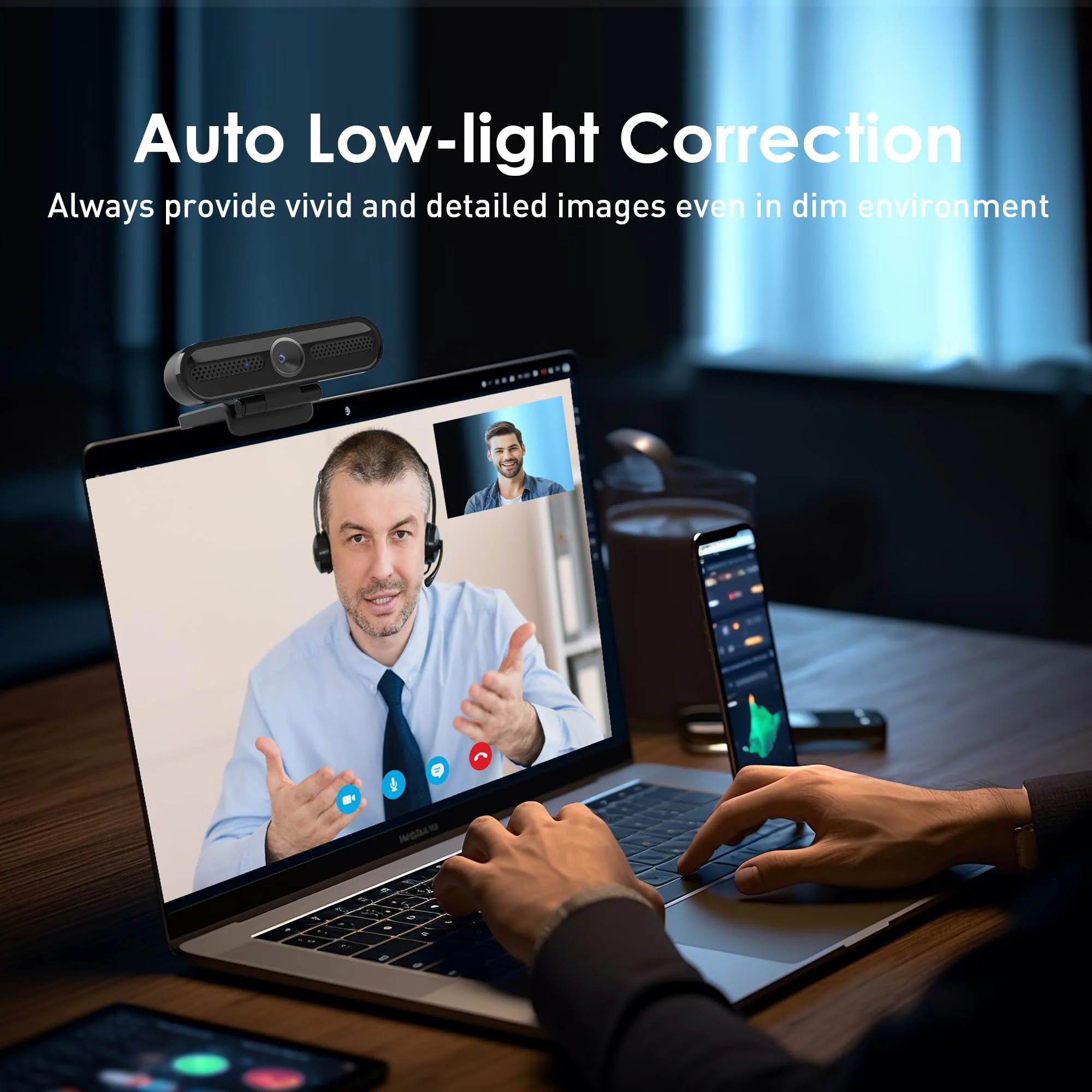 2K Webcam, SAYLAS FHD Streaming Camera with 2K/30fps, 1080P/60fps, Autofocus, Dual Noise-Cancelling Microphones, Privacy Cover and Tripod, for Computer/Zoom/Skype/Teams/Laptop/MacBook/Windows - Image 5