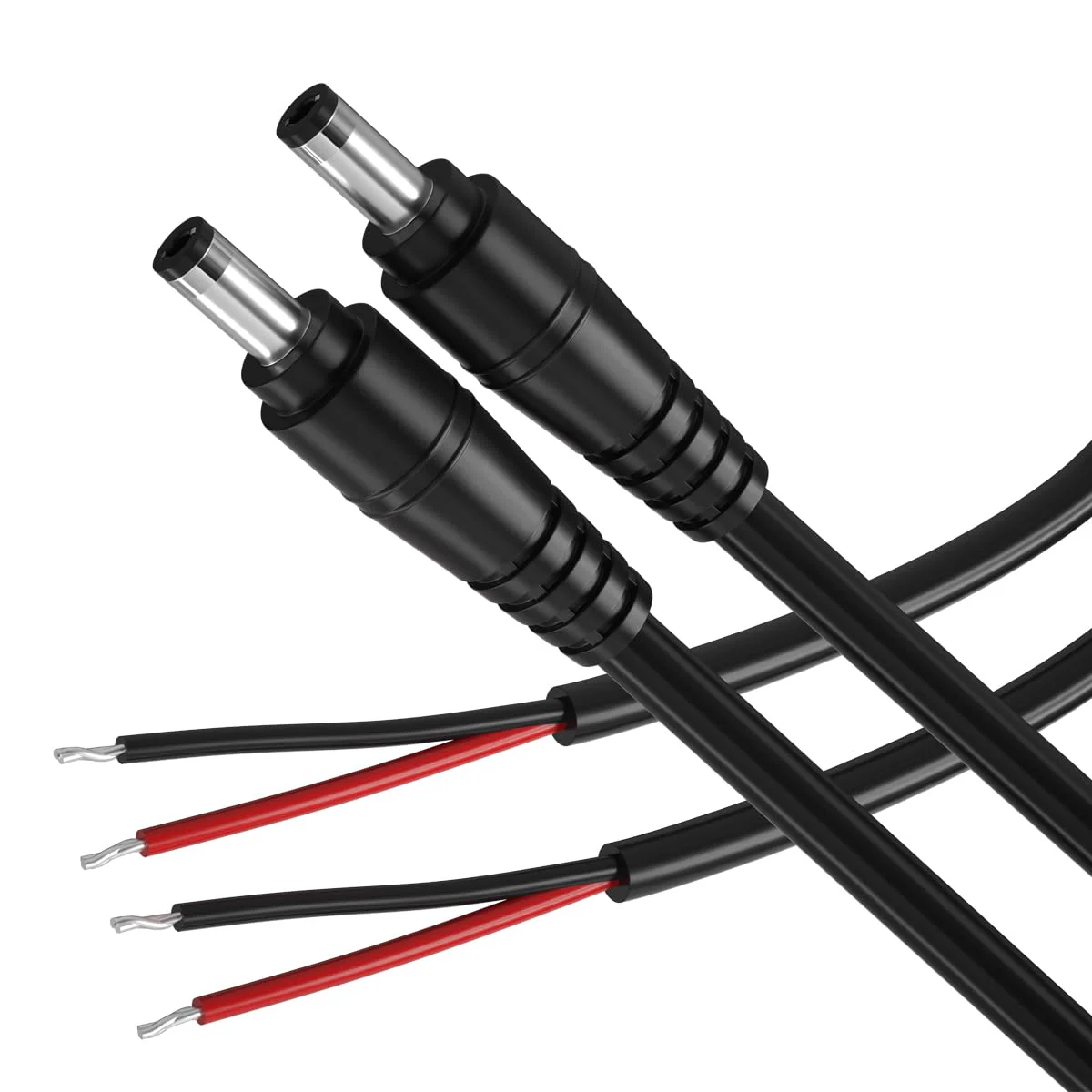 2Pack 16AWG DC Plug Connector DC Power Pigtails Cable,2.1mm x 5.5mm DC Male Plug to Bare Wire Open End,12 Volt DC Barrel Supply Adapter Repair Cord for CCTV Security Camera,12v LED Strip Light 3FT