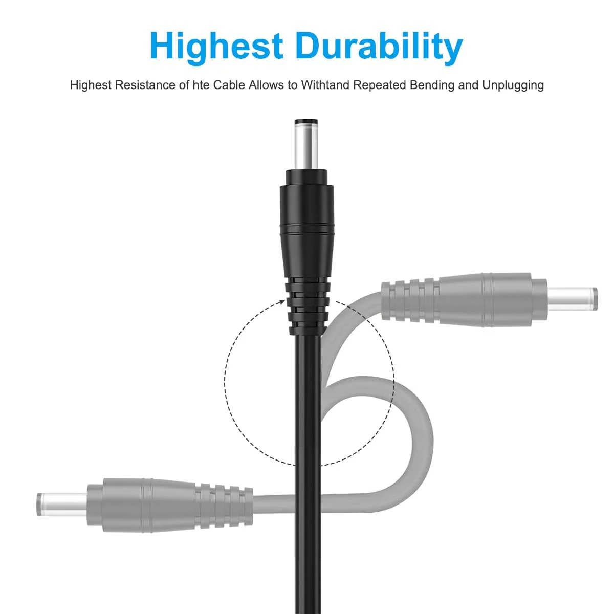 2Pack 16AWG DC Plug Connector DC Power Pigtails Cable,2.1mm x 5.5mm DC Male Plug to Bare Wire Open End,12 Volt DC Barrel Supply Adapter Repair Cord for CCTV Security Camera,12v LED Strip Light 3FT - Image 3