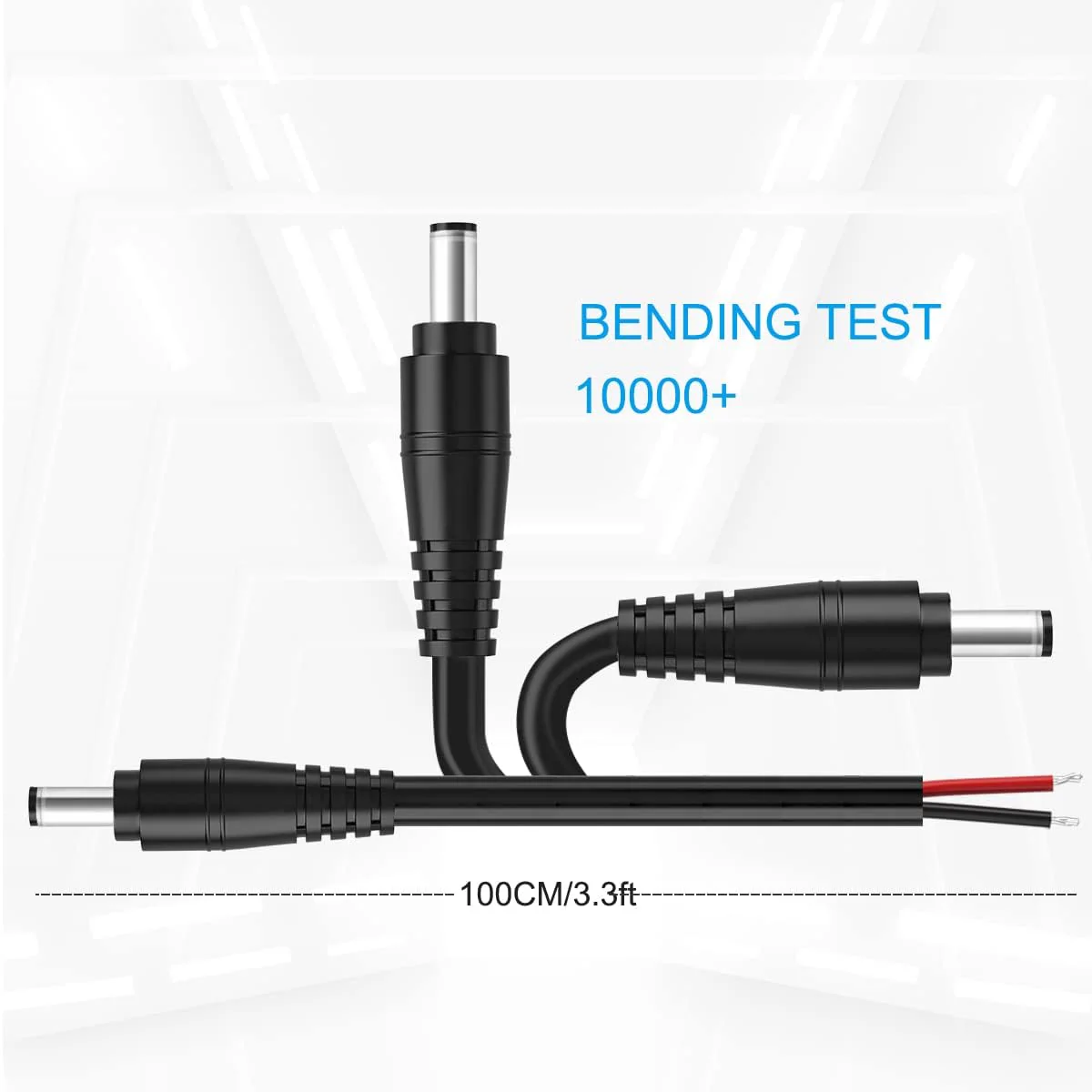 2Pack 16AWG DC Plug Connector DC Power Pigtails Cable,2.1mm x 5.5mm DC Male Plug to Bare Wire Open End,12 Volt DC Barrel Supply Adapter Repair Cord for CCTV Security Camera,12v LED Strip Light 3FT - Image 4