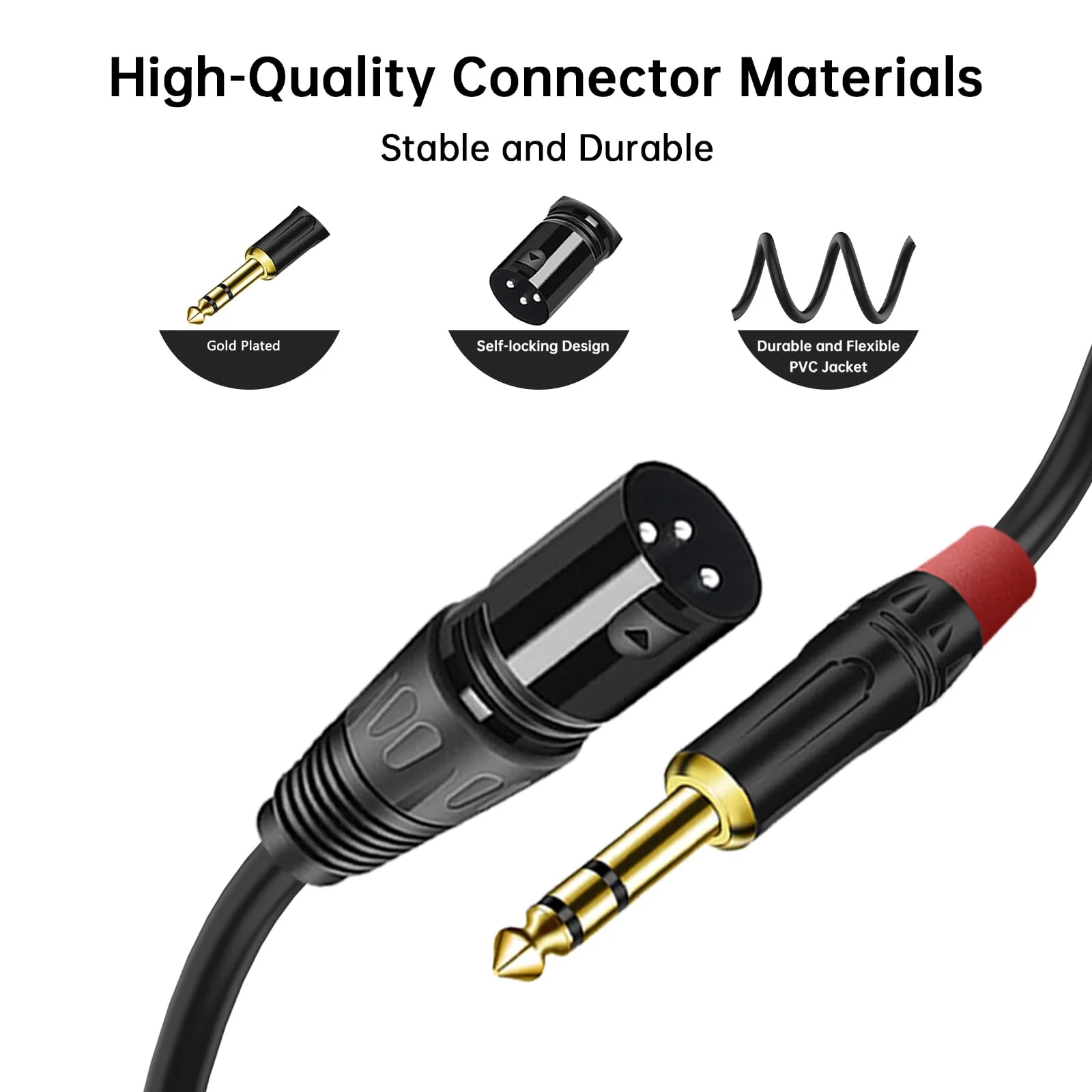 (2PACK/6.6FT) XLR to 1/4 TRS Stereo Adapter,XLR Male to 1/4 Inch (6.35mm) Stereo Balanced Microphone Stereo Audio Converter AdapterCable 6.6ft - Image 4