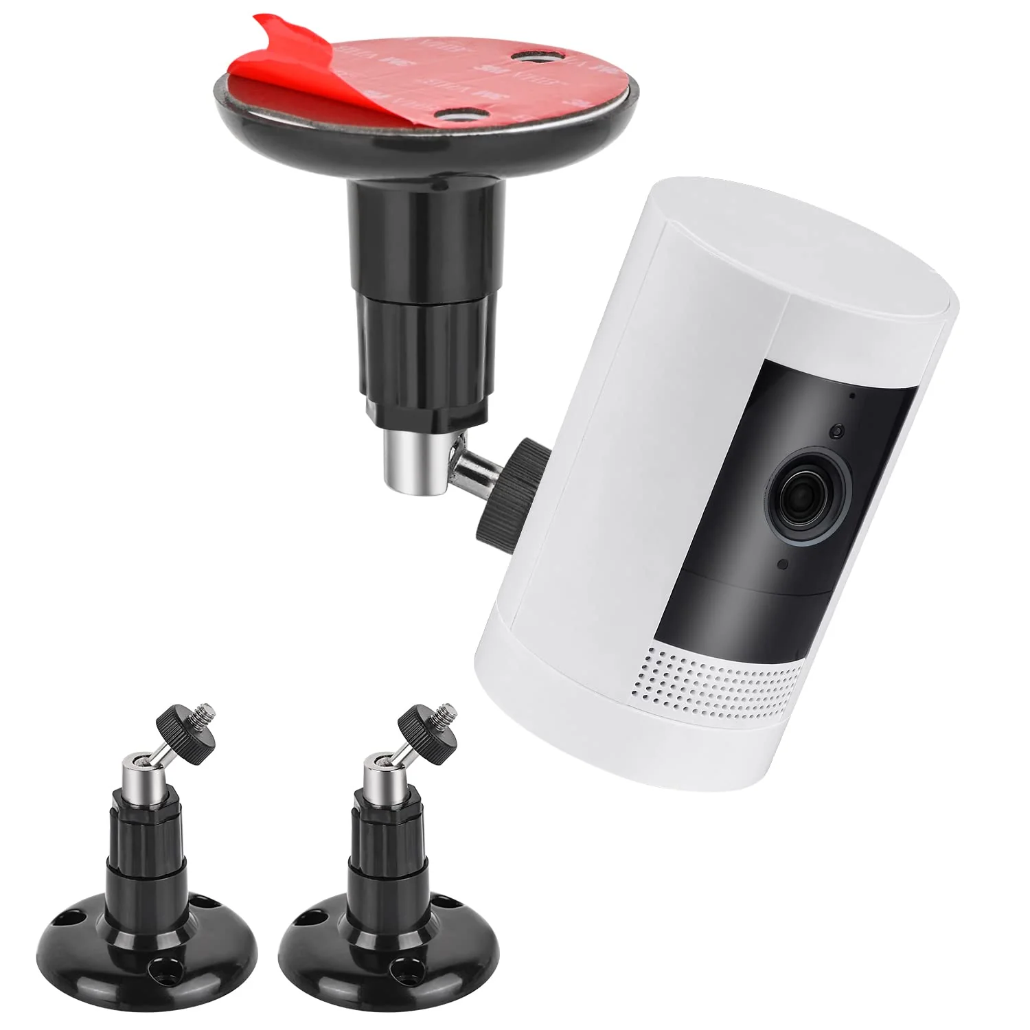 2Pack Adhesive Wall Mount for Ring Stick Up Cam & Ring Indoor Cam(1st Gen), 360 Degree Adjustable Screwless Bracket for Your Ring Surveillance Camera, 2 Ways Installation Without Drilling (Black) Black