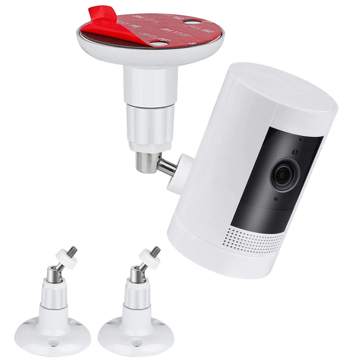 2Pack Adhesive Wall Mount for Ring Stick Up Cam & Ring Indoor Cam(1st Gen), 360 Degree Adjustable Screwless Bracket for Your Ring Surveillance Camera, 2 Ways Installation Without Drilling White