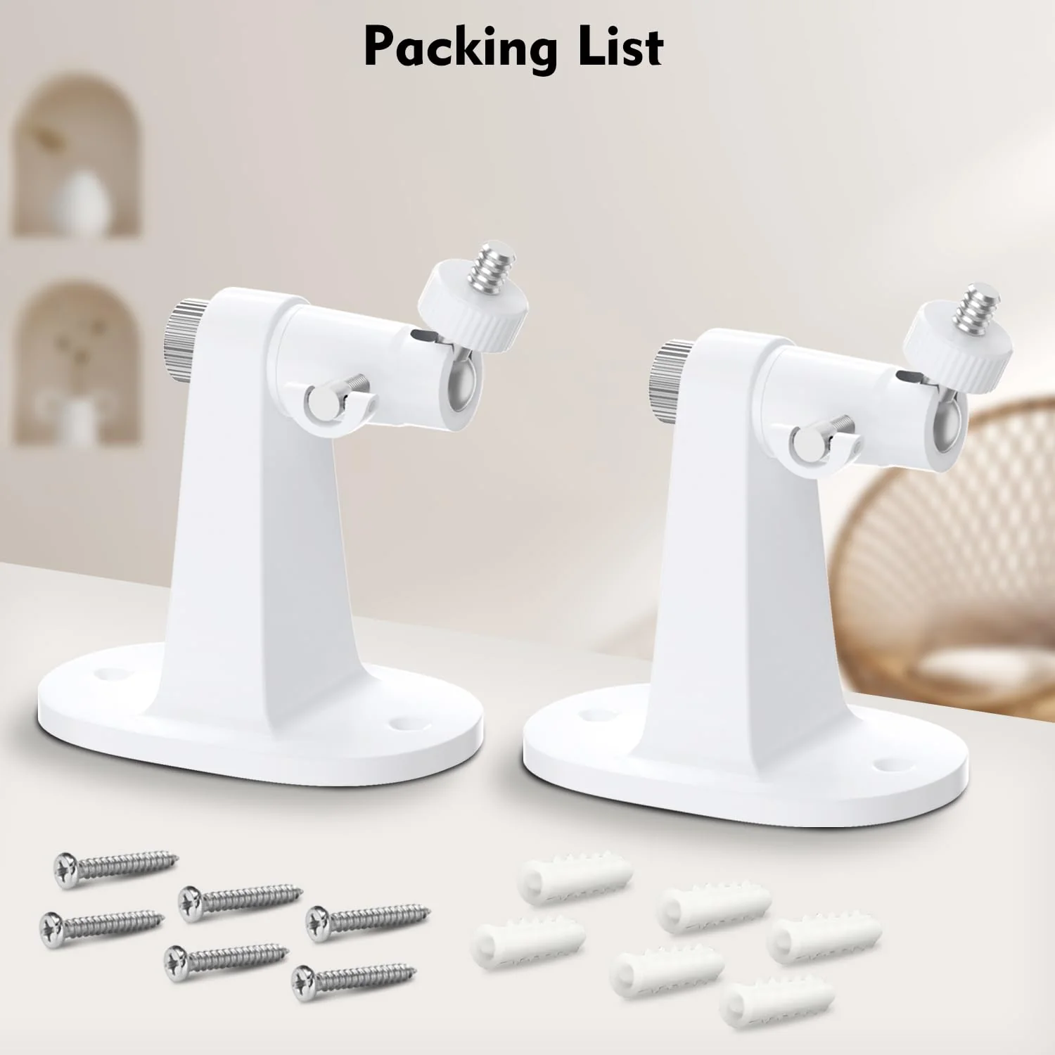 2Pack Adjustable Mount for Arlo Essential 2K Indoor/Outdoor(2nd Generation), for Arlo Pro 5S/Pro 4/Pro 3/Pro 2/Pro/Arlo Ultra2/Ultra/Arlo Essential Spotlight Camera, No-Drill Security Wall Mount White - Image 7