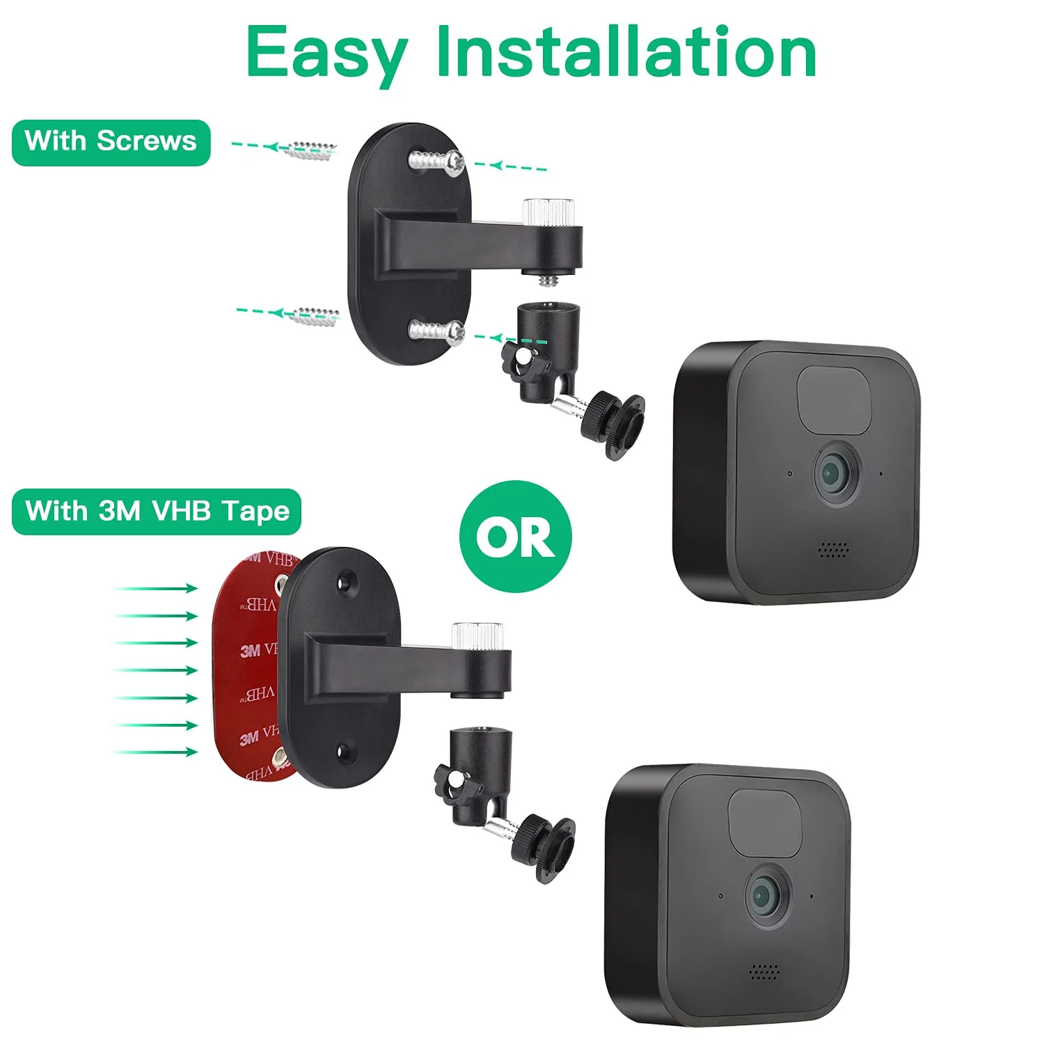 2Pack Adjustable Security Wall Mount Bracket for Blink Outdoor 4 (4th Gen) / (3rd Gen), Blink XT / XT2, Blink Mini, Perfect View Angle for Your Blink Surveillance Camera - Black 2 Pack - Image 3