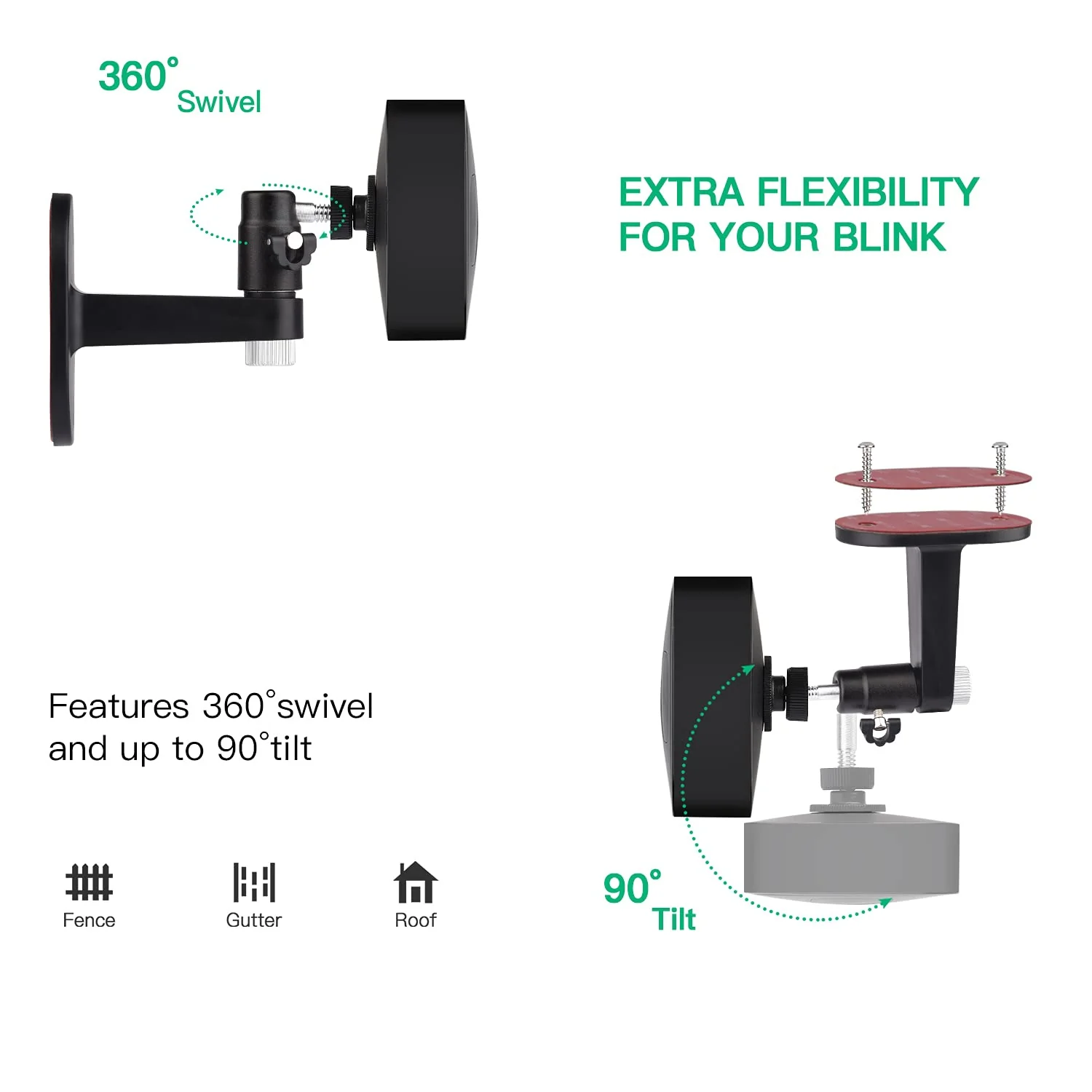 2Pack Adjustable Security Wall Mount Bracket for Blink Outdoor 4 (4th Gen) / (3rd Gen), Blink XT / XT2, Blink Mini, Perfect View Angle for Your Blink Surveillance Camera - Black 2 Pack - Image 4