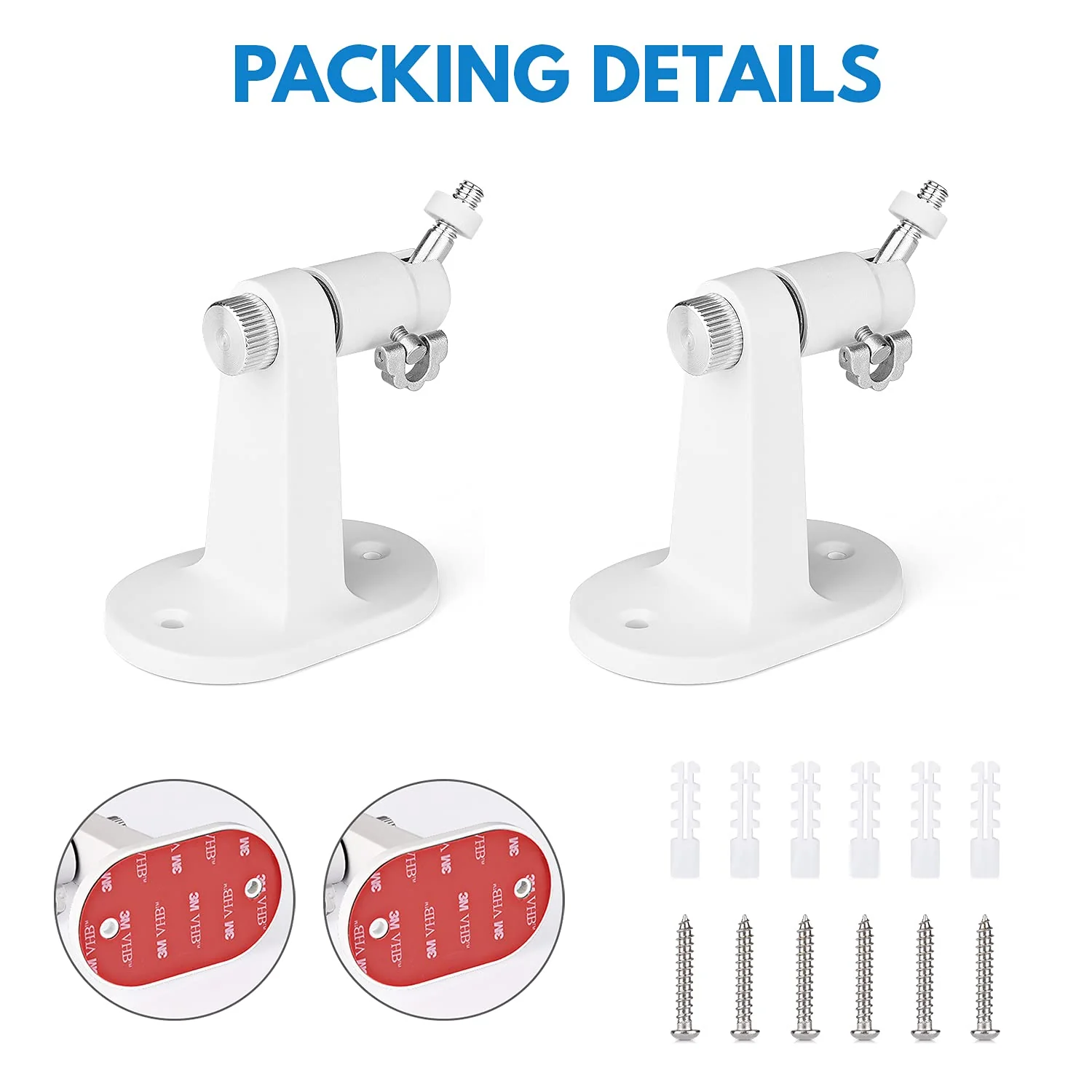 2Pack Adjustable Security Wall Mount Bracket for Ring Stick Up Cam & Ring Indoor Cam, Perfect View Angle for Your Ring Surveillance Camera - White - Image 7