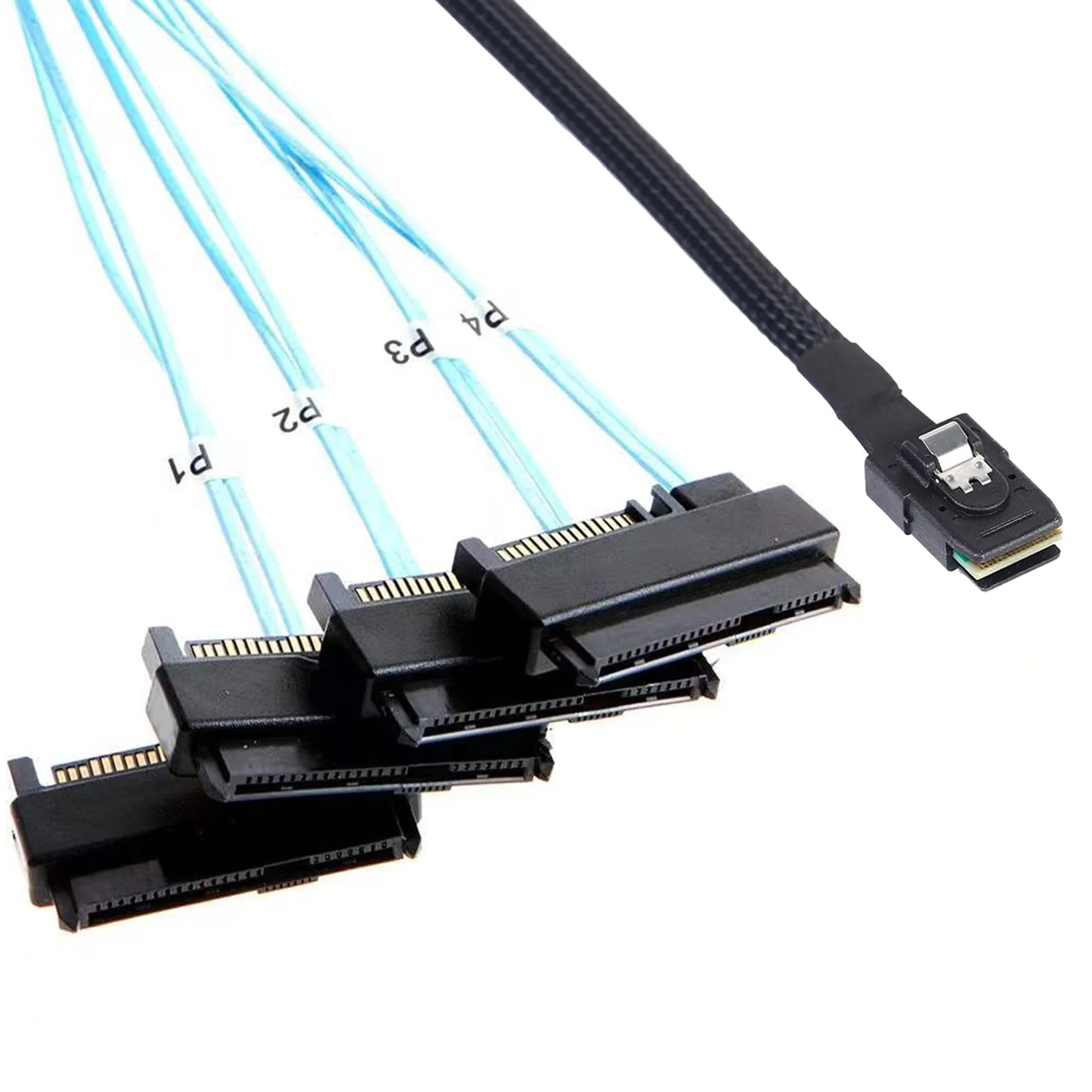 2Pack Mini-SAS to SAS-Cable: 0.5M SFF-8087 to SAS-SFF-8087 to SFF-8482-SAS with SATA Power Adapter-Cable (1.6FT) 1.6FT 2Pack