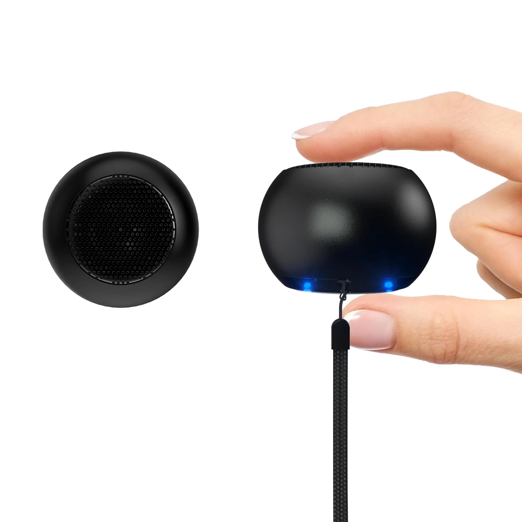 2Pack Portable Mini Speaker, Bluetooth Tiny Speaker,Wireless Micro Speaker for Phone/PC/Tablet, Rechargeable Battery, Built-in Microphone, Cute Mini Speaker with Strap to Carry, Black